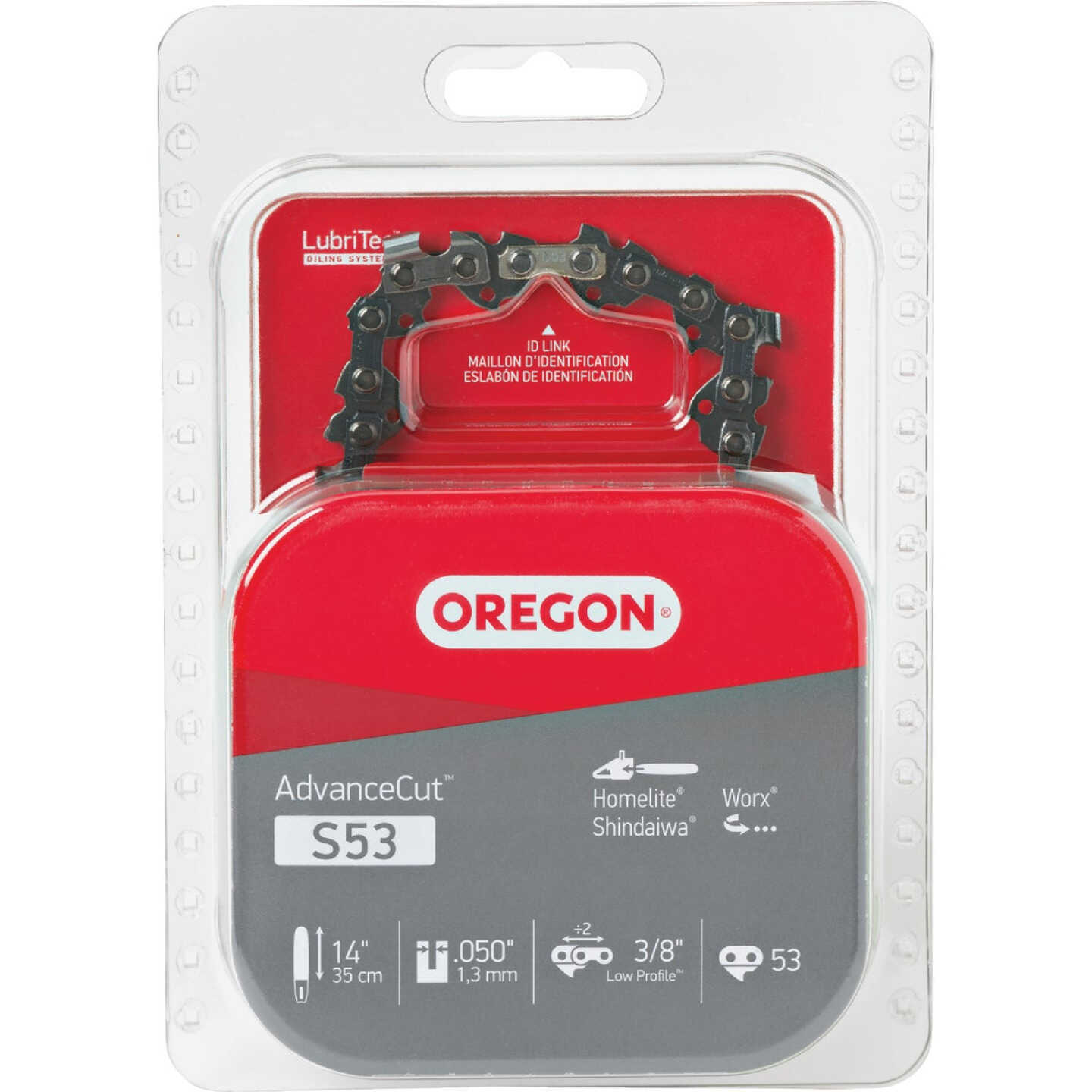 Oregon S53 AdvanceCut Saw Chain for 14 in. Bar - 53 Drive Links - fits Craftsman, Homelite, Shindaiwa and more Image 1