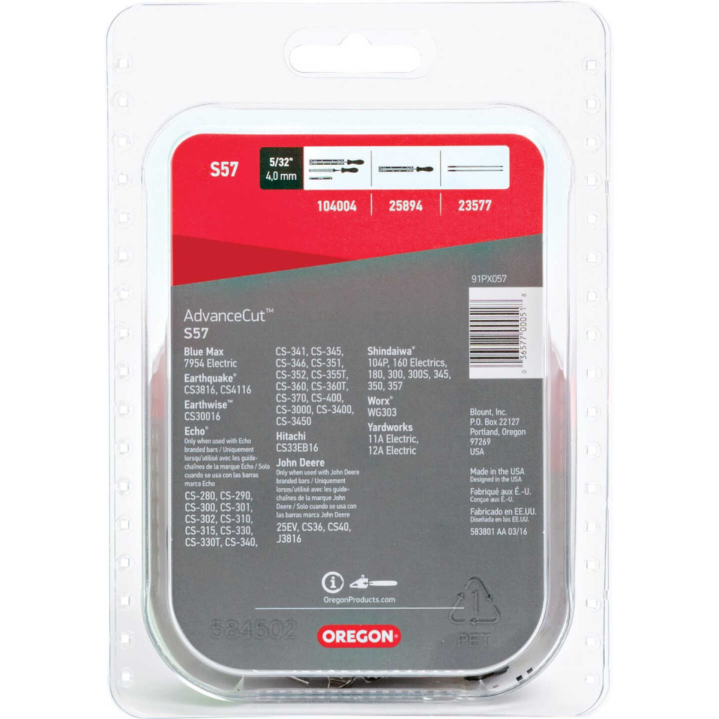 Oregon S57 AdvanceCut Chainsaw Chain for 16 In. Bar - 57 Drive Links Fits Cub Cadet, Echo, John Deere, Shindaiwa, Senix & More Image 7