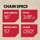 Oregon S57 AdvanceCut Chainsaw Chain for 16 In. Bar - 57 Drive Links Fits Cub Cadet, Echo, John Deere, Shindaiwa, Senix & More Image 5