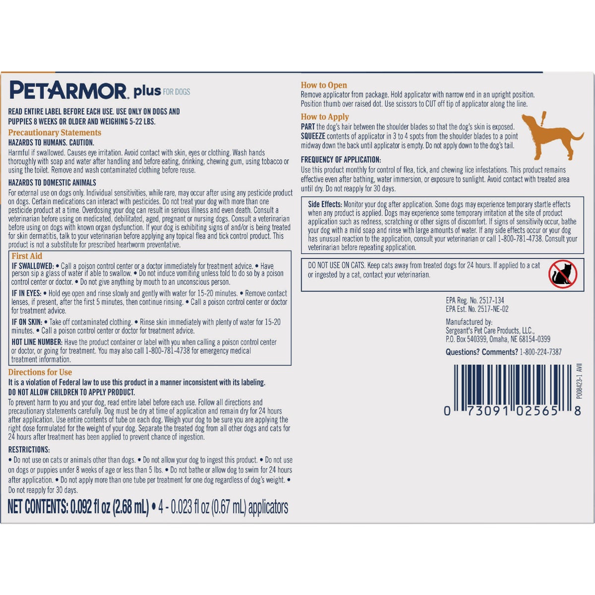 PetArmor Plus For Dogs 5 to 22 Lb. Flea & Tick Topical Treatment (3-Pack) Image 6