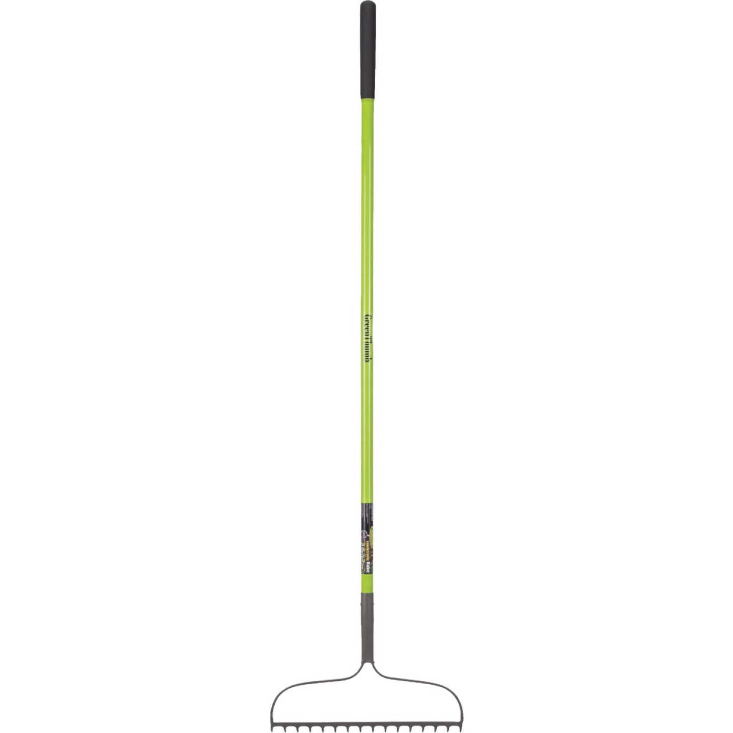 Green Thumb Steel Bow Garden Rake with Fiberglass Handle Image 1