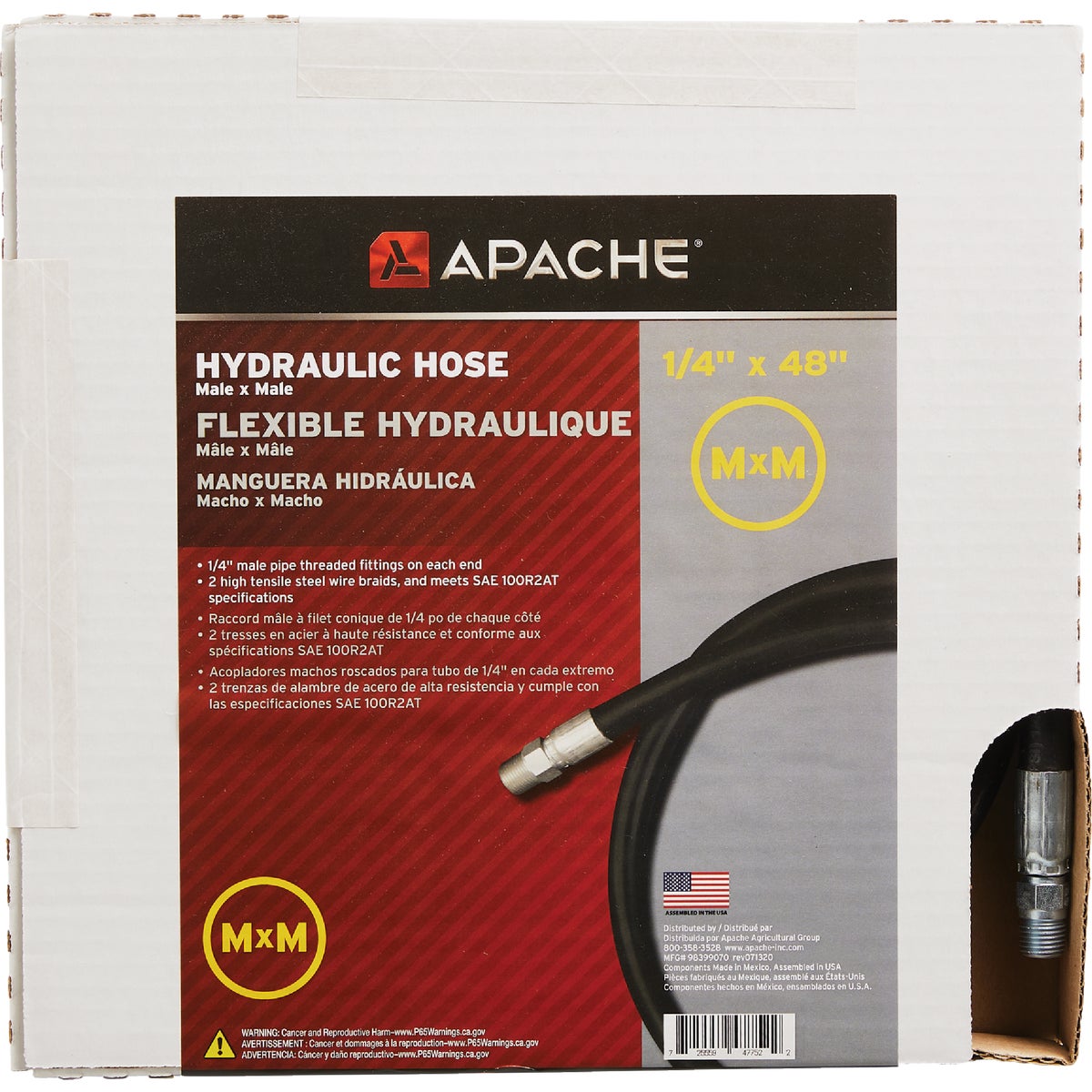 Apache 1/4 In. x 48 In. Male to Male Hydraulic Hose Image 2