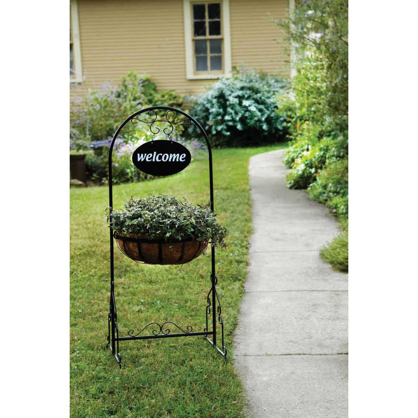 Best Garden Black Rust Resistant Steel 43 In. H. Welcome Plant Stand Image 2