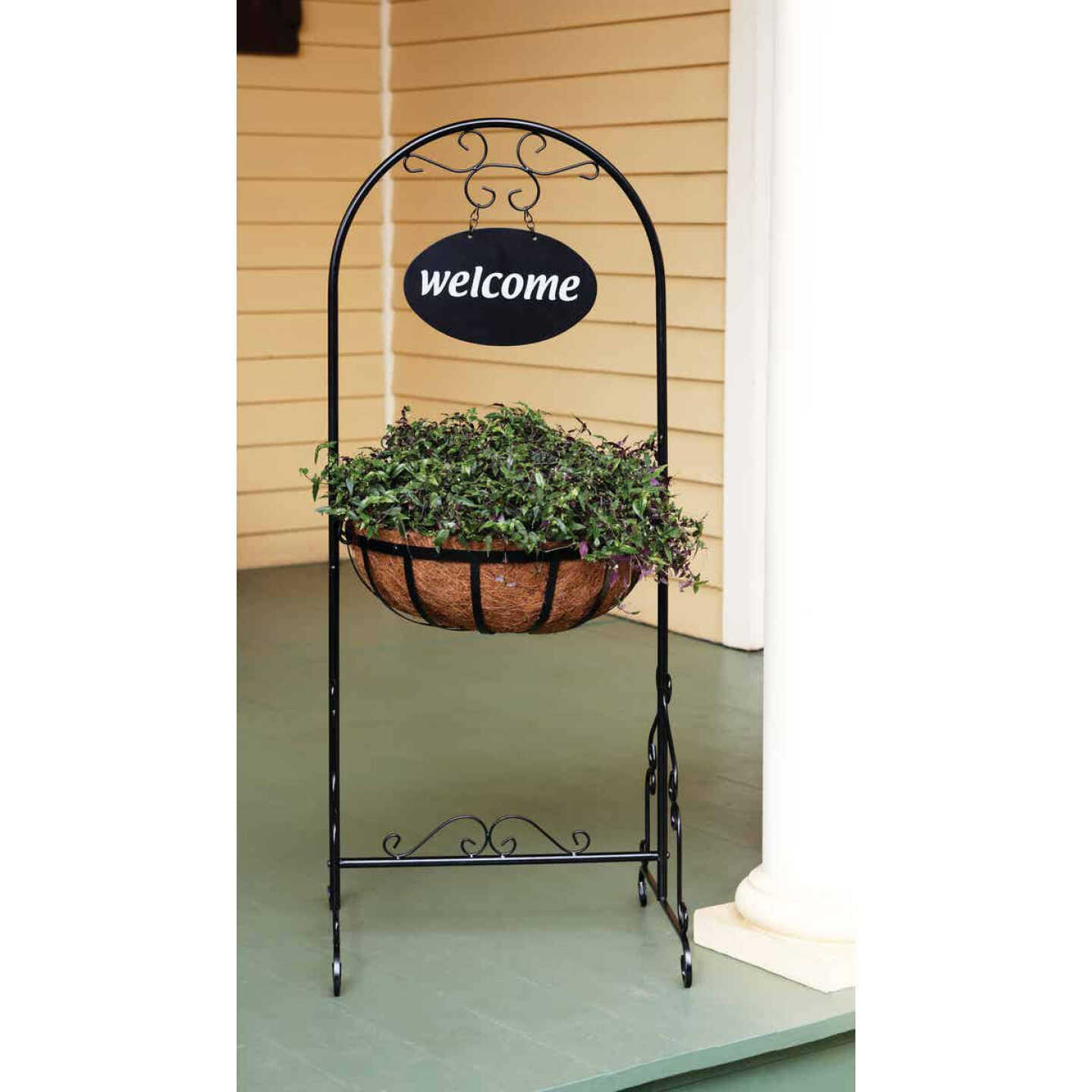 Best Garden Black Rust Resistant Steel 43 In. H. Welcome Plant Stand Image 4