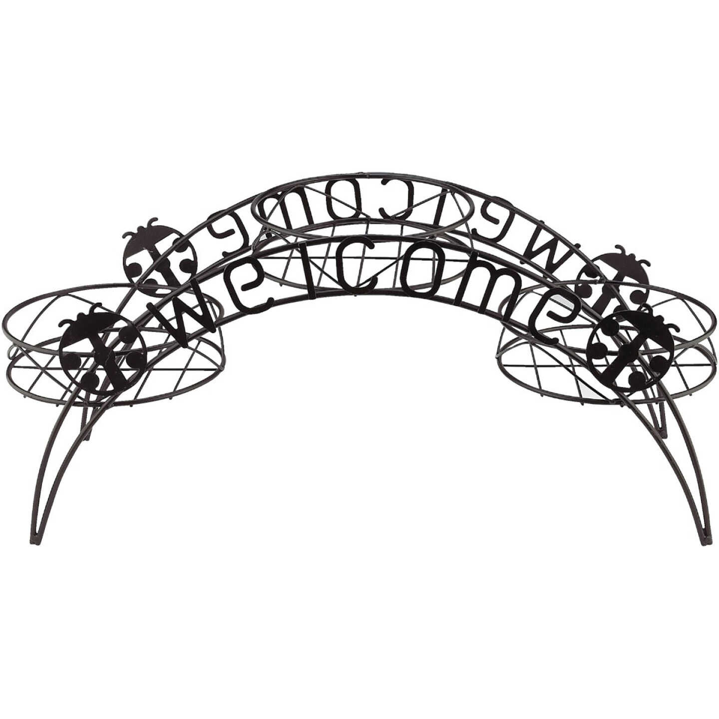 Best Garden Black Epoxy-Coated Steel 11 In. H. Welcome Plant Stand Image 4