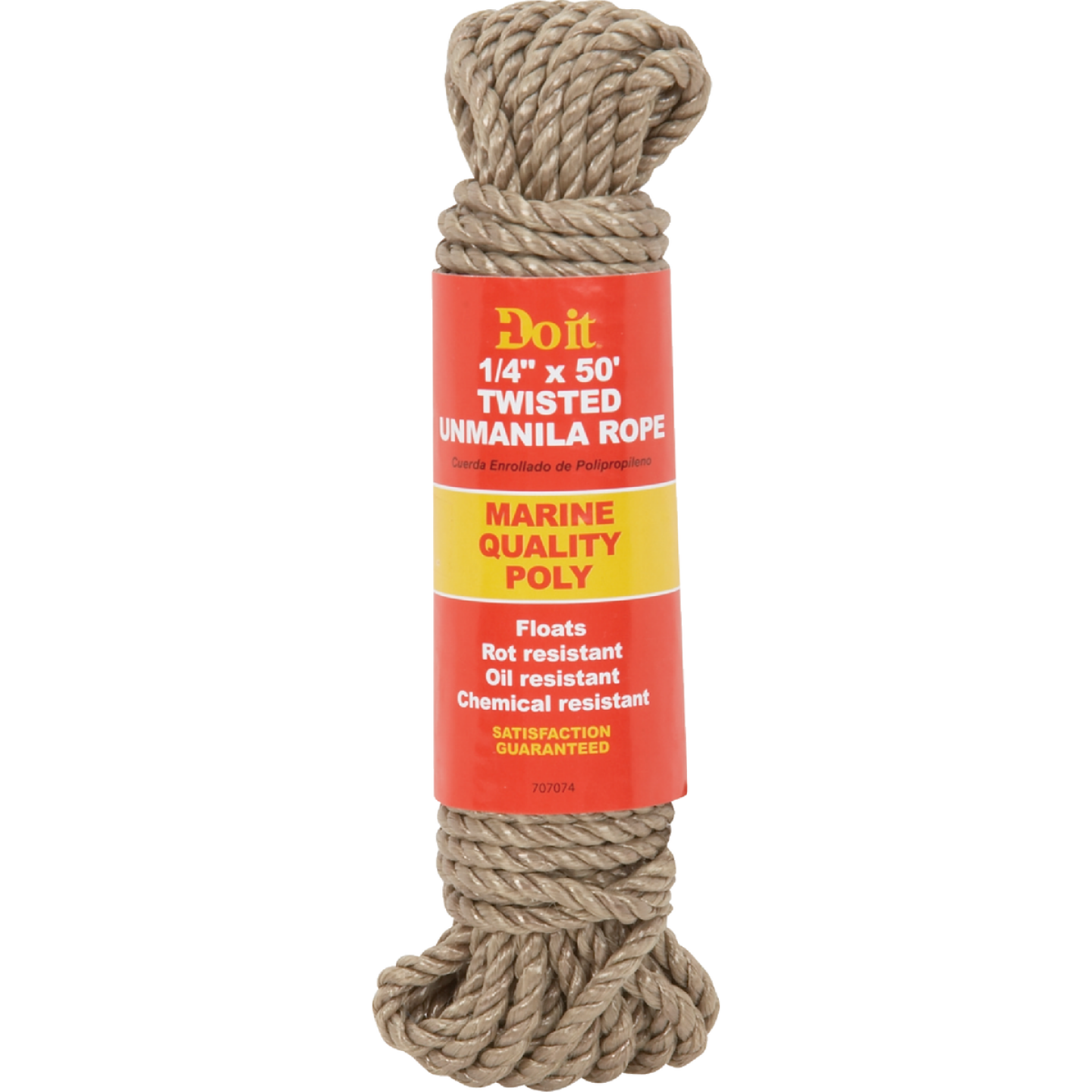 Do it Best 1/4 In. x 50 Ft. Natural Twisted Unmanila Polypropylene Packaged Rope Image 1