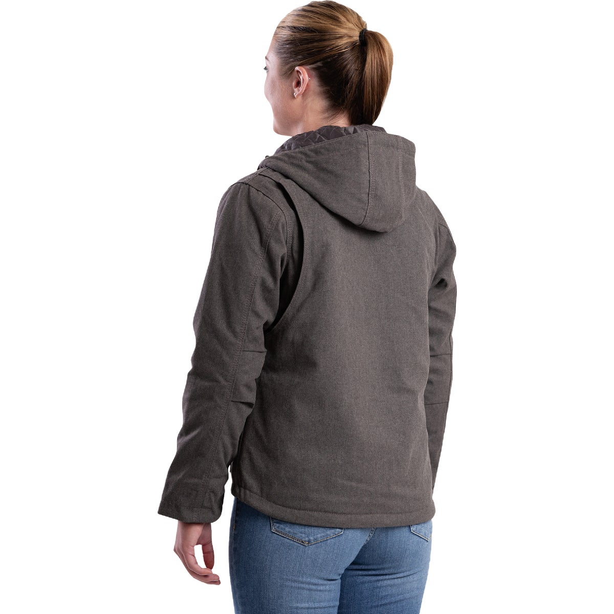 Berne Women's Small Titanium Heathered Duck Hooded Jacket Image 6