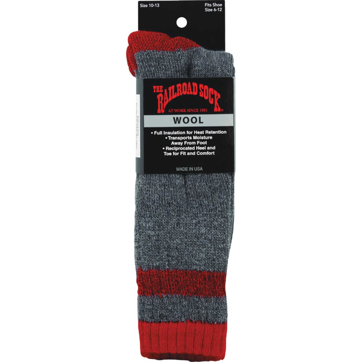 Railroad Sock Men's Red Stripe Wool Sock Image 2