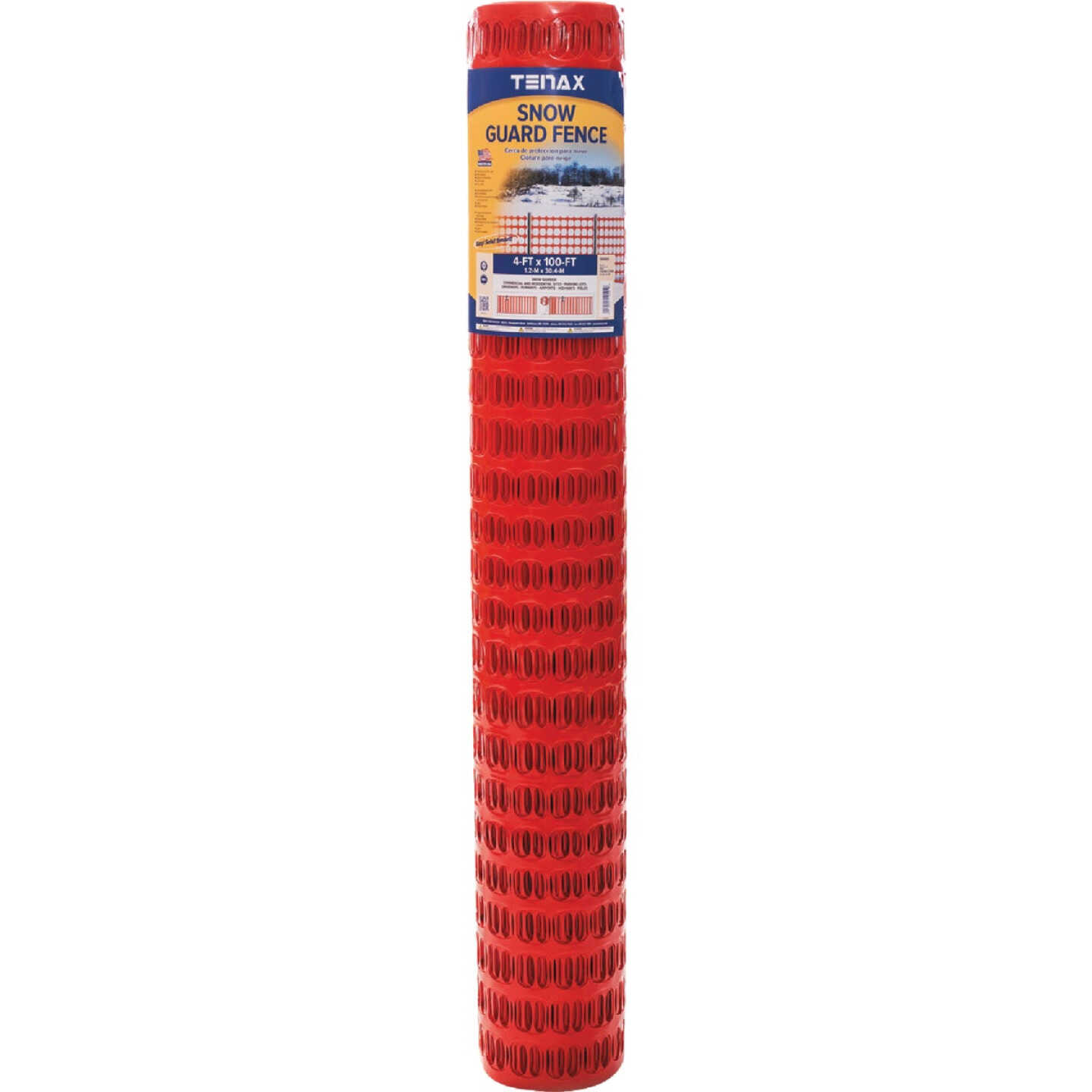 Tenax Sno-Guard 4 Ft. H. x 100 Ft. L. Polyethylene Snow Safety Fence, Orange Image 1