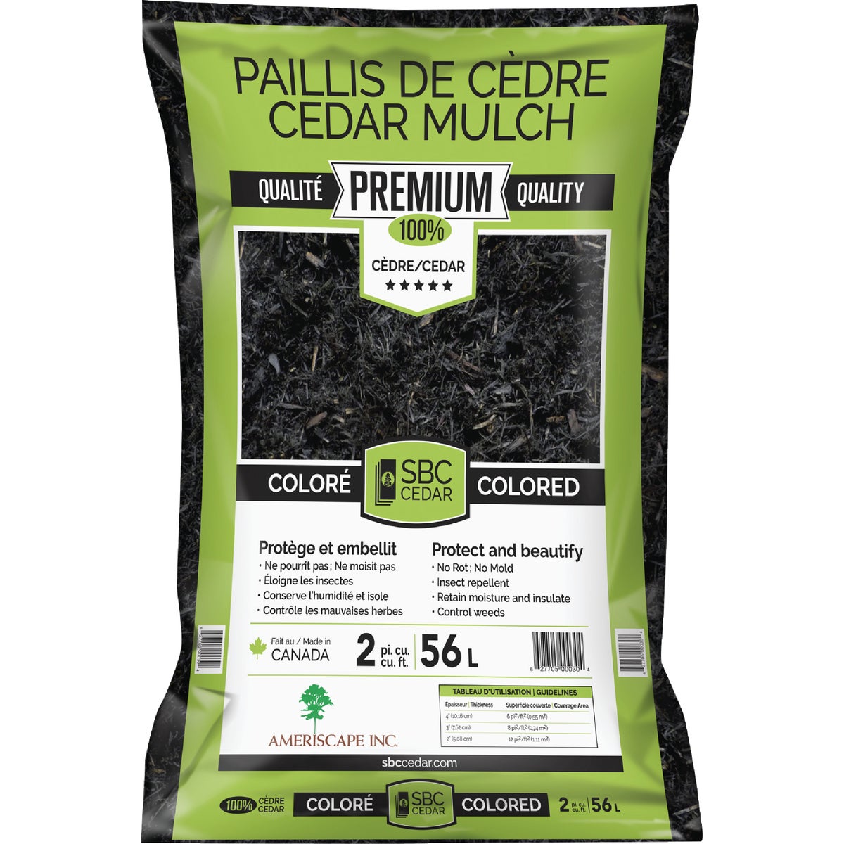 SBC 2 Cu. Ft. Dyed Black 100% Pure Cedar Mulch Image 1