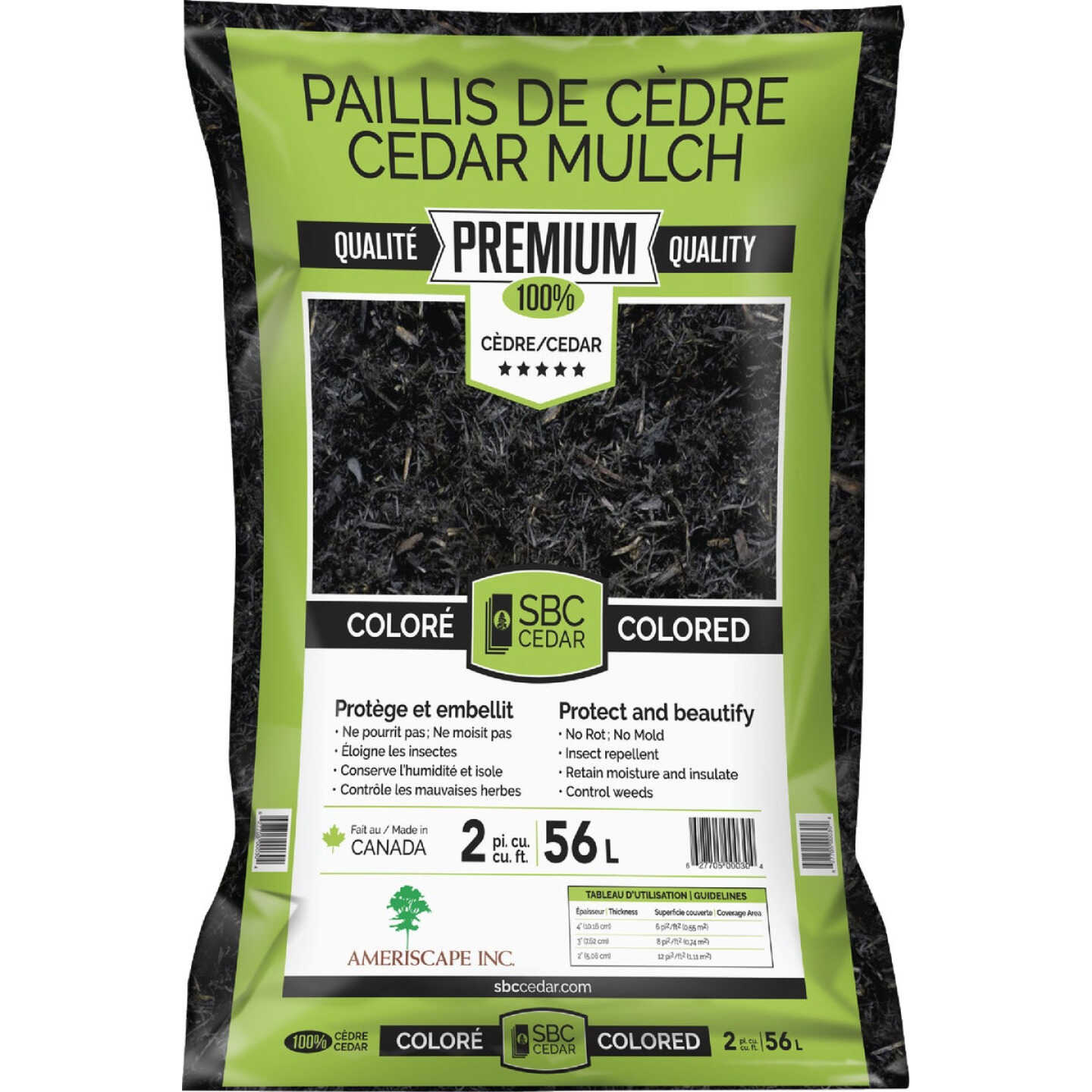 SBC 2 Cu. Ft. Dyed Black 100% Pure Cedar Mulch Image 1