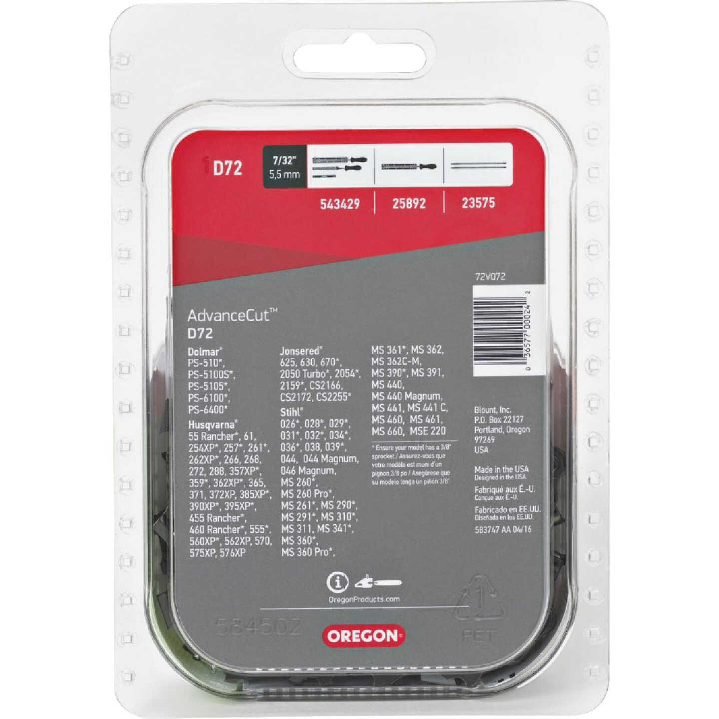 Oregon D72 AdvanceCut Chainsaw Chain for 20 in. Bar -72 Drive Links fits Husqvarna, Stihl, Dolmar, Jonsered and more Image 6