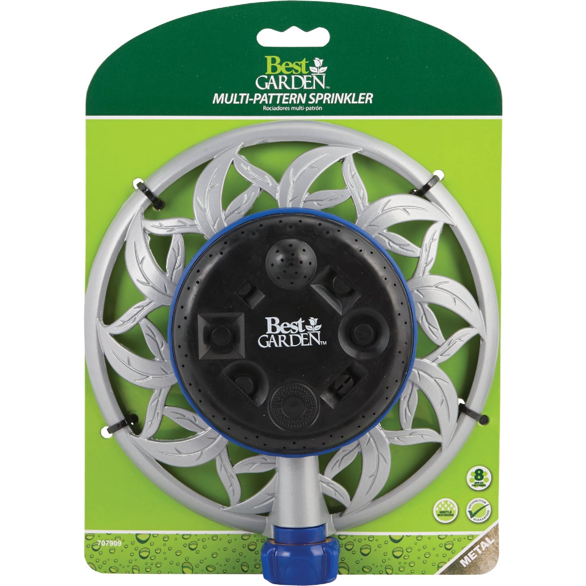 Best Garden Metal Varied Coverage Stationary Turret Sprinkler, Blue/Gray/Black Image 2