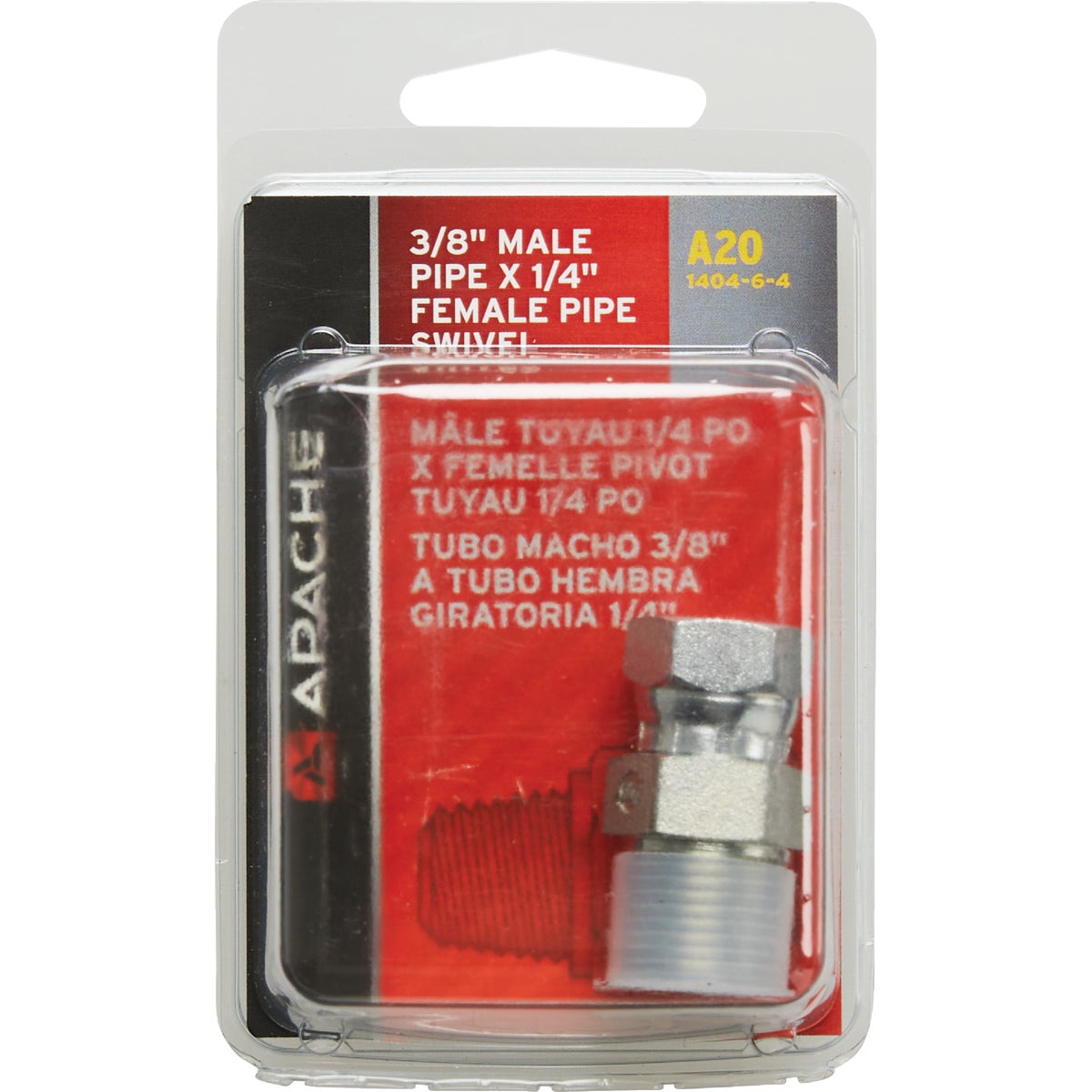 Apache 3/8 In. Male Pipe x 1/4 In. Female Pipe Swivel Hydraulic Hose Adapter Image 2