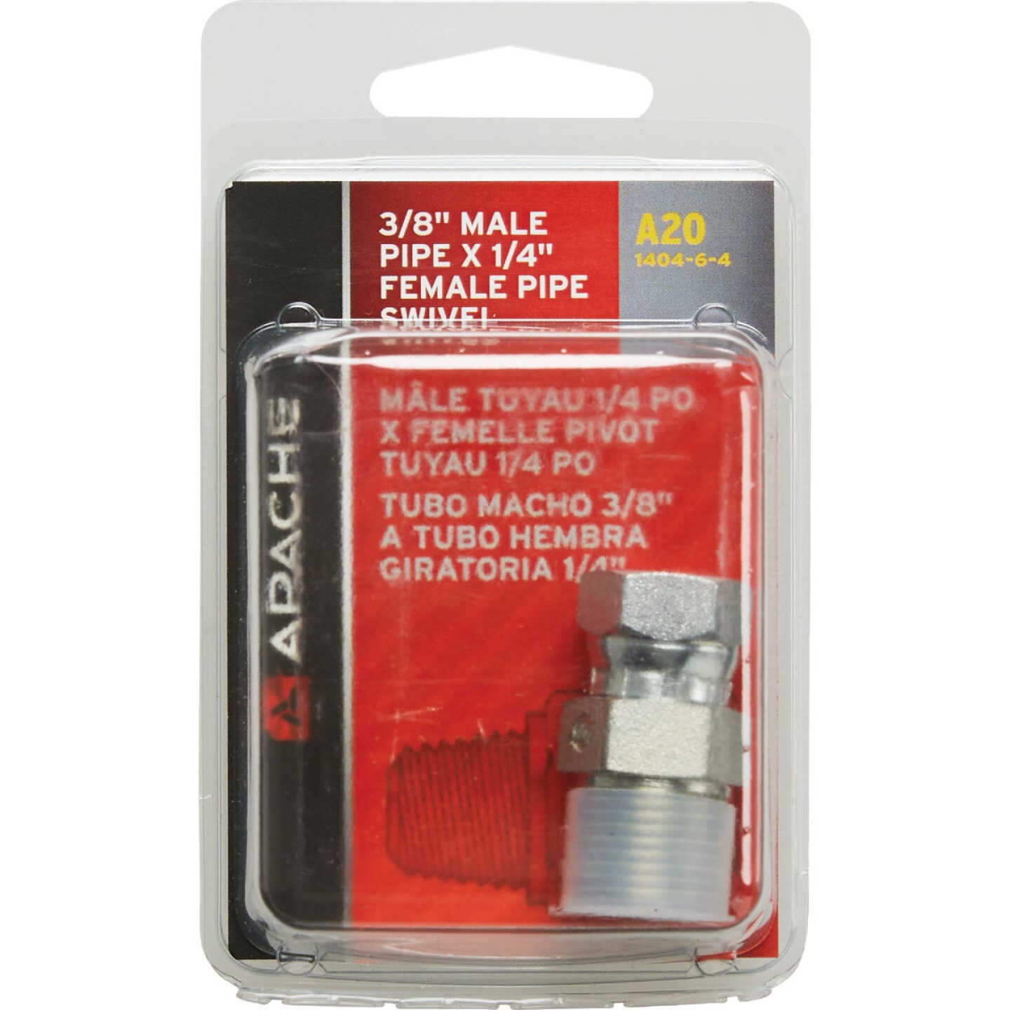 Apache 3/8 In. Male Pipe x 1/4 In. Female Pipe Swivel Hydraulic Hose Adapter Image 2