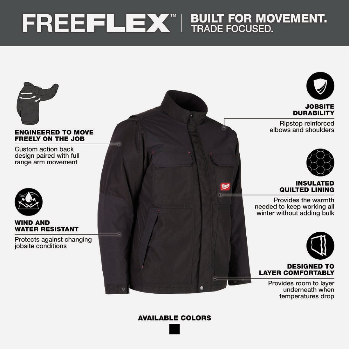 Milwaukee FREEFLEX Men's 2XL Black Insulated Jacket Image 2