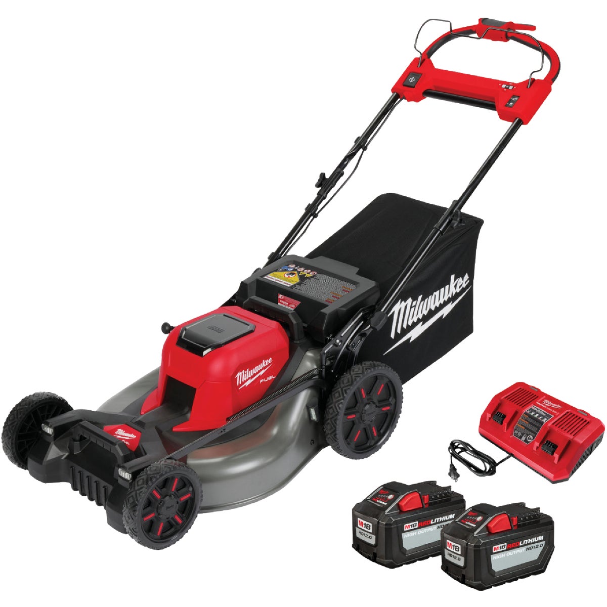 Milwaukee M18 FUEL 21 In. Brushless Self-Propelled Dual Battery Cordless Lawn Mower Kit with (2) 12.0 Ah Batteries & Charger 