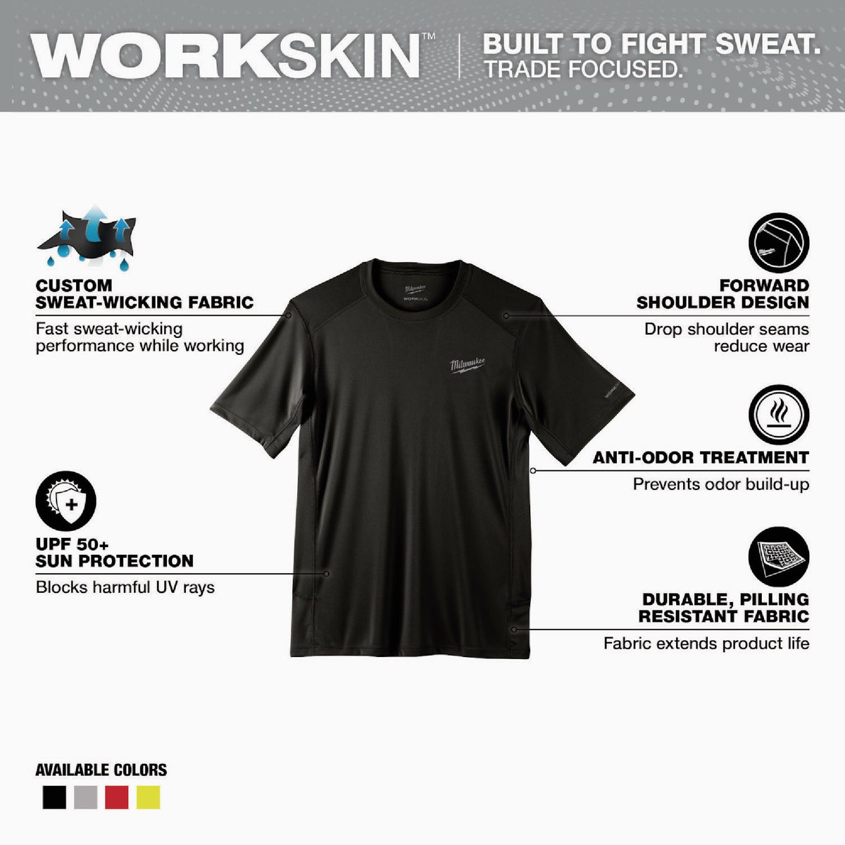 Milwaukee WorkSkin Men's 2XL Black Short Sleeve Lightweight Performance Shirt Image 2