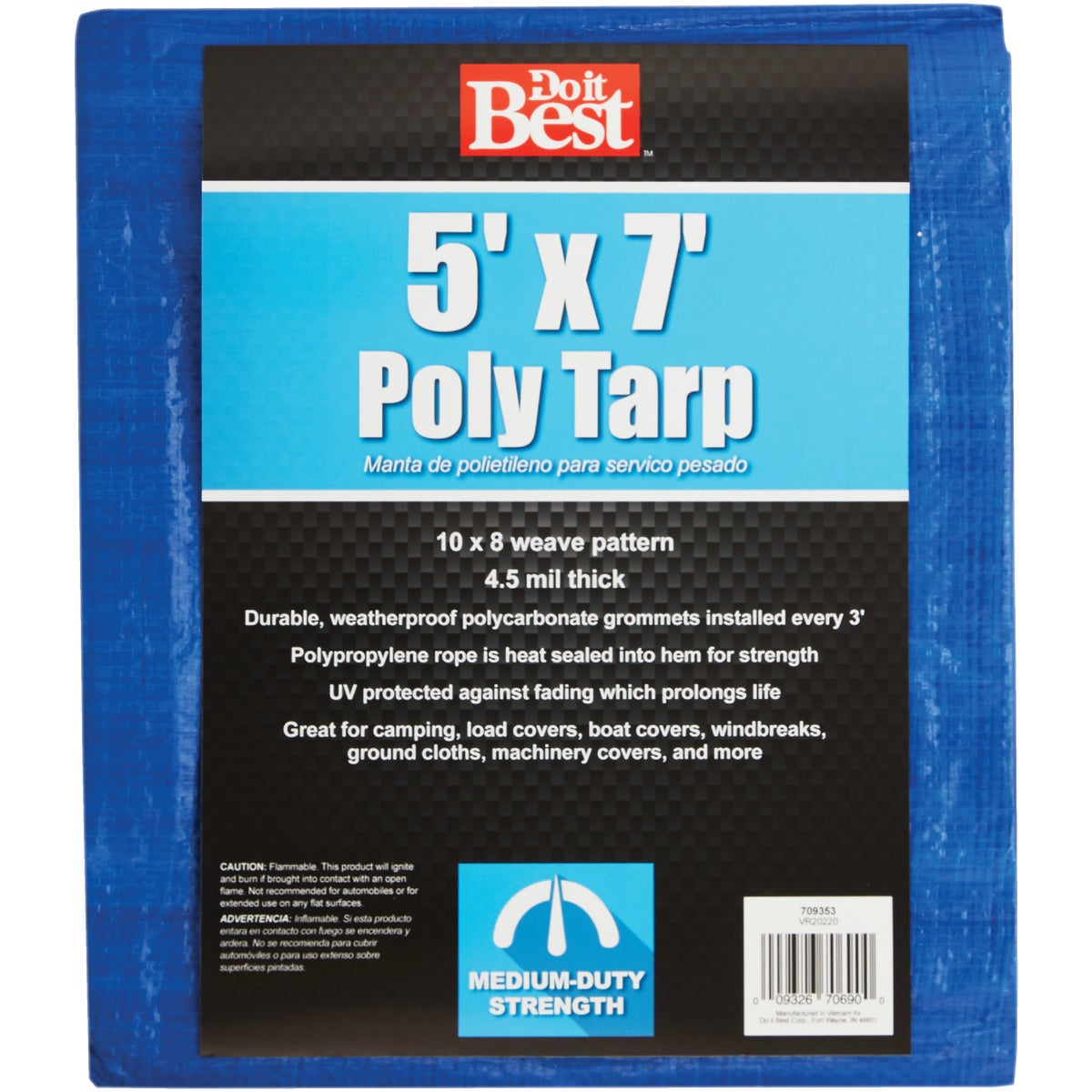 Do it Best Blue Woven 5 Ft. x 7 Ft. Medium Duty Poly Tarp Image 1