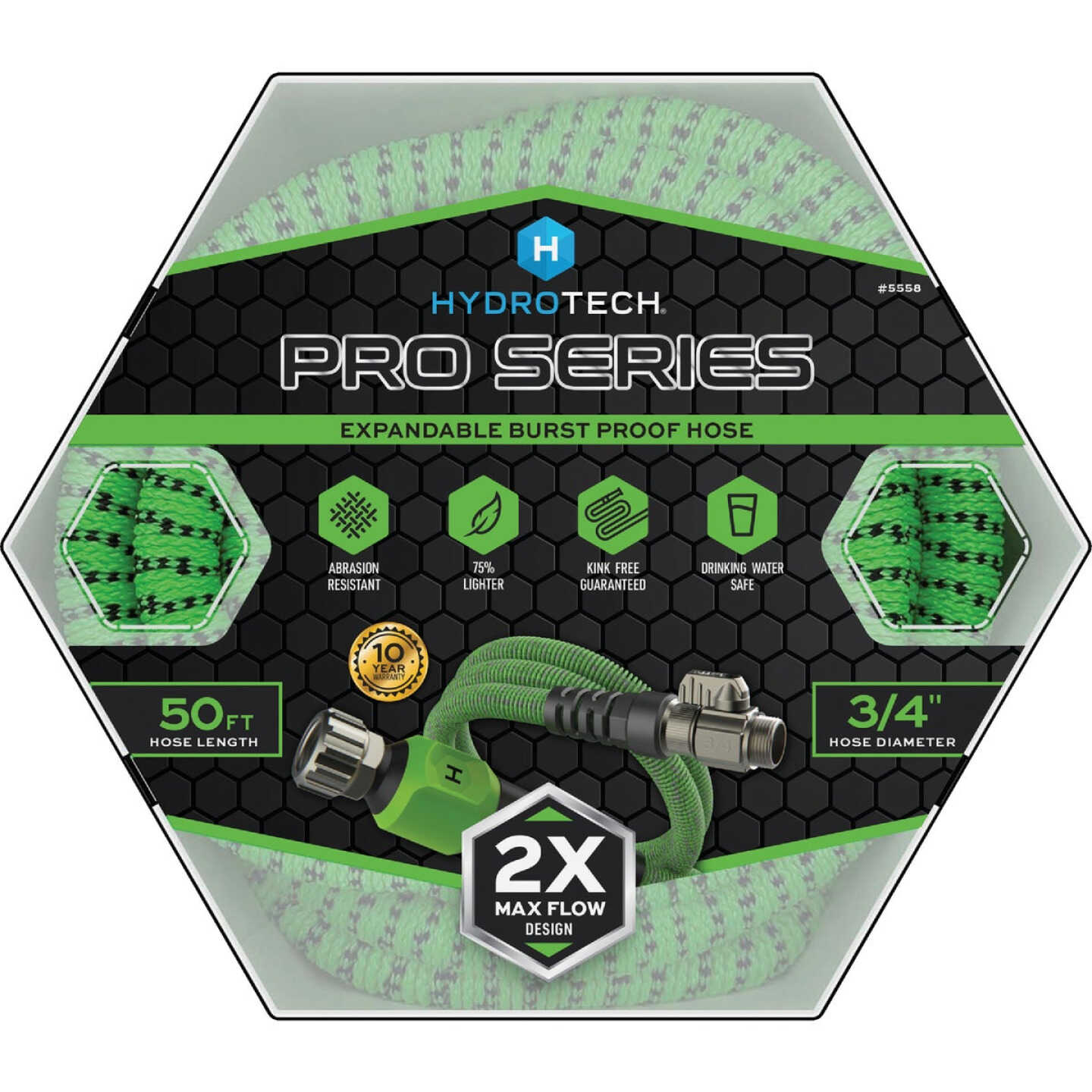 Hydrotech 3/4 In. Dia. x 50 Ft. Green Expandable Burst Proof Hose Image 8