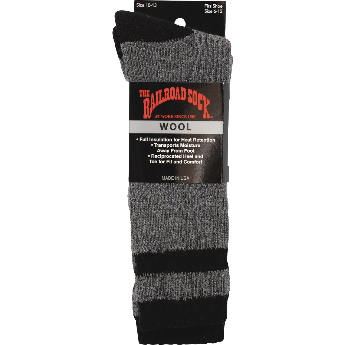 Railroad Sock Men's Black Stripe Wool Sock Image 2