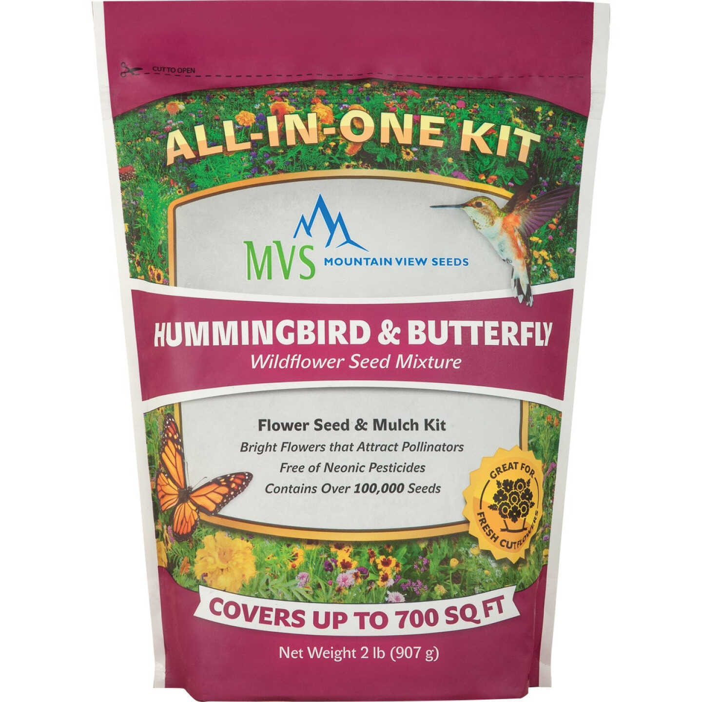Mountain View Seeds 2 Lb. 700 Sq. Ft. Coverage Hummingbird & Butterfly Wildflower Seed Mix Image 1