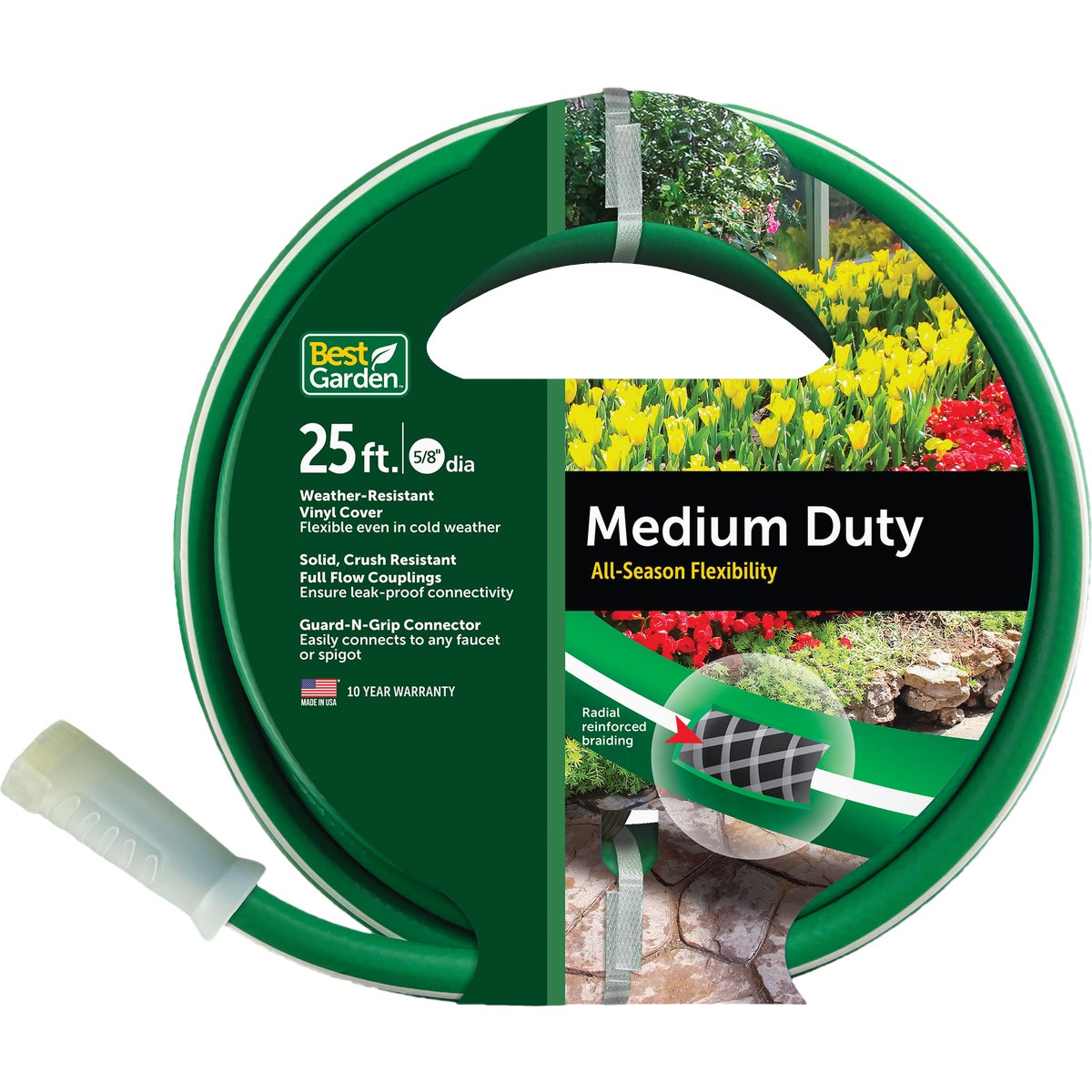 Best Garden 5/8 In. Dia. x 25 Ft. L. Medium-Duty Vinyl Garden Hose with Guard-N-Grip Image 1
