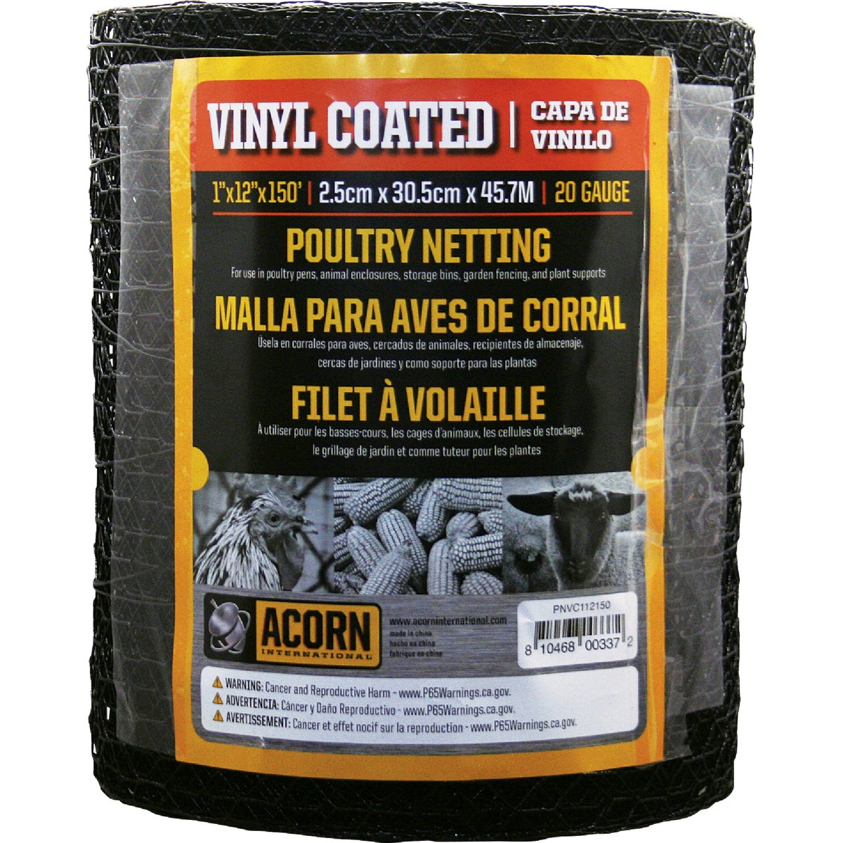 Acorn 1 In. x 12 In. H. x 150 Ft. L. Hexagonal  Vinyl-Coated Wire Poultry Netting Image 4