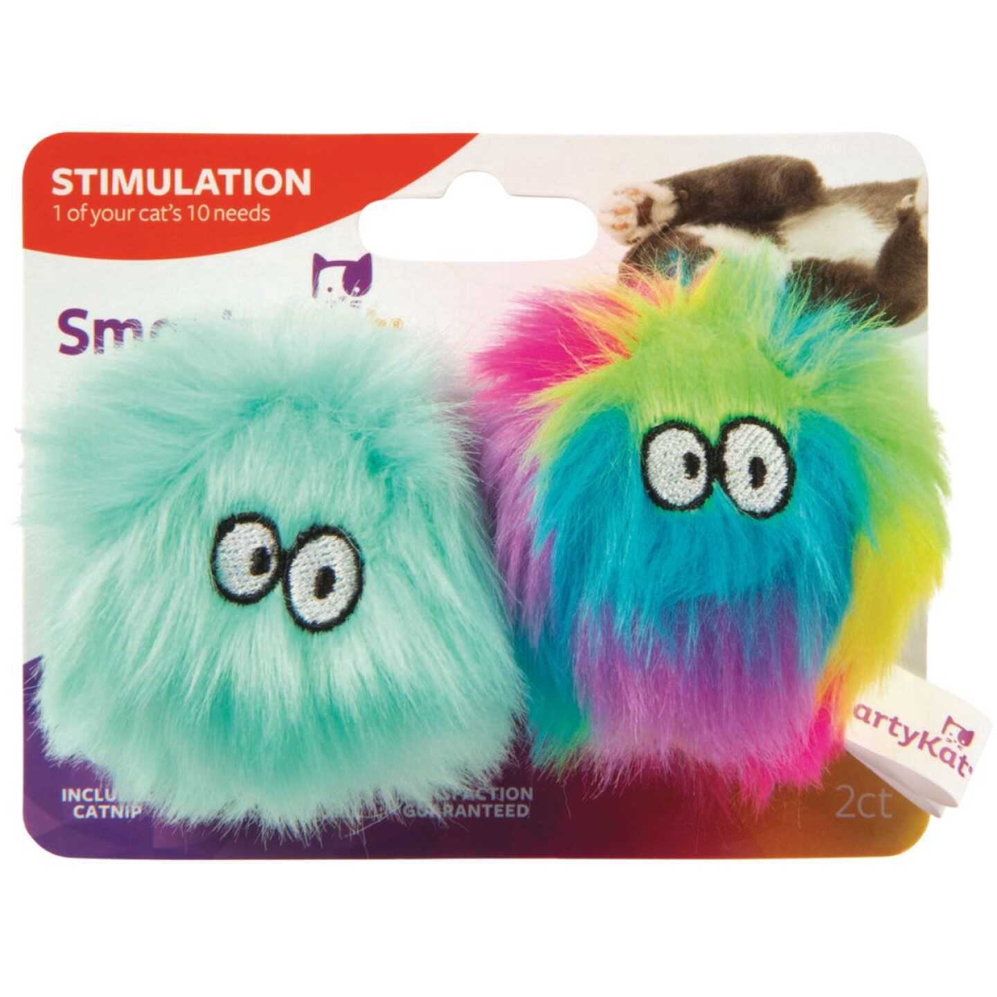 SmartyKat Fuzzy Friends Plush Catnip Ball Cat Toy (2-Pack) Image 1