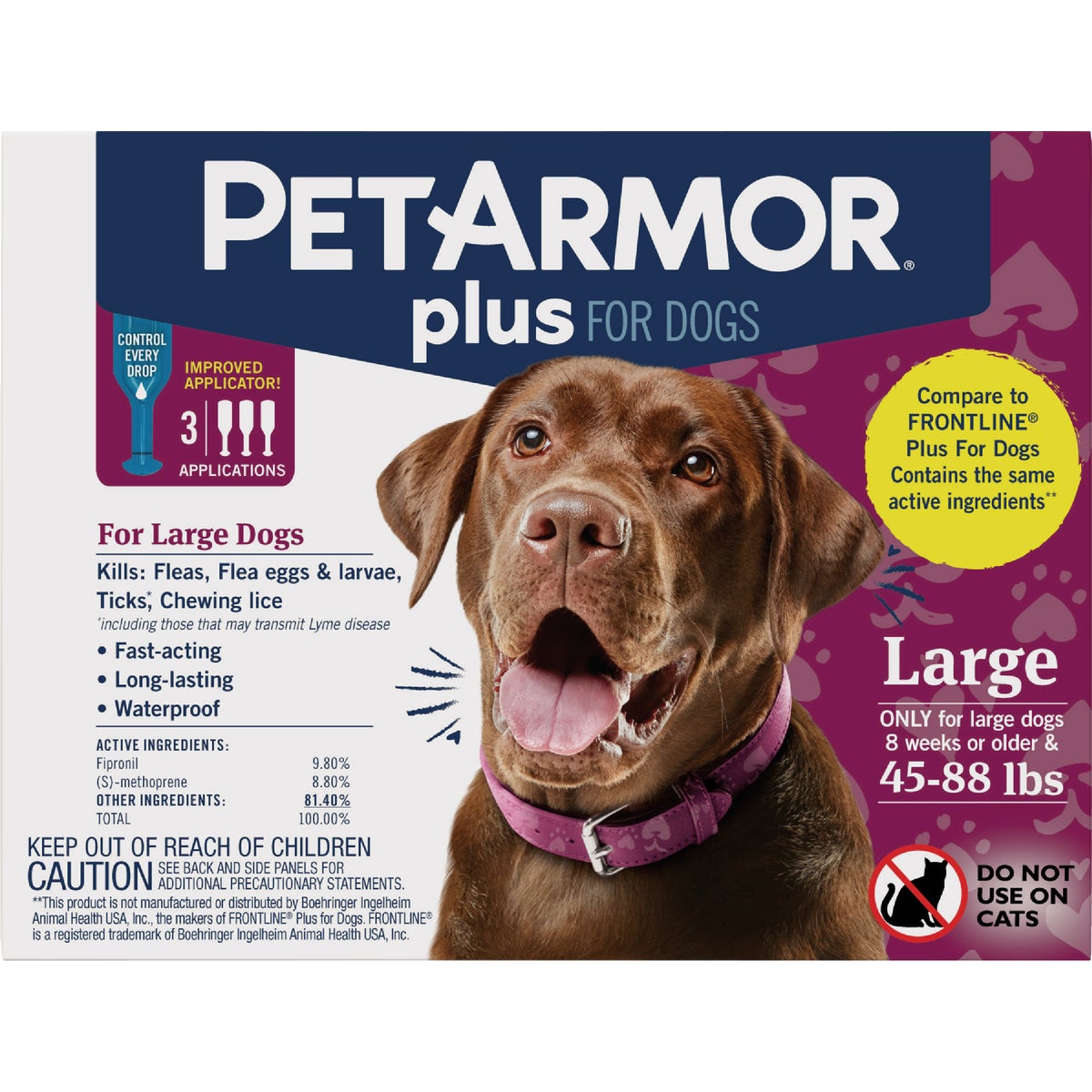 PetArmor Plus For Dogs 45 to 88 Lb. Flea & Tick Topical Treatment (3-Pack)