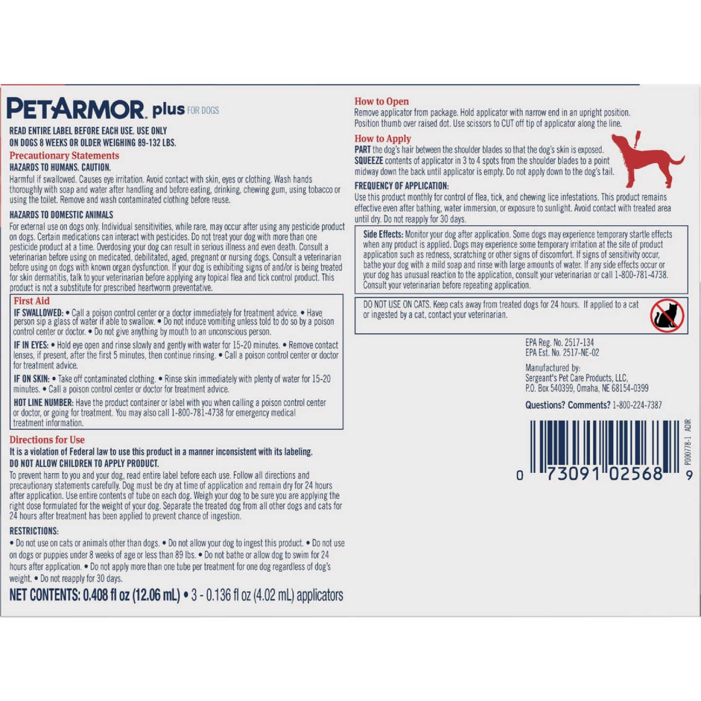 PetArmor Plus For Dogs 88 to 123 Lb. Flea & Tick Topical Treatment (3-Pack) Image 6