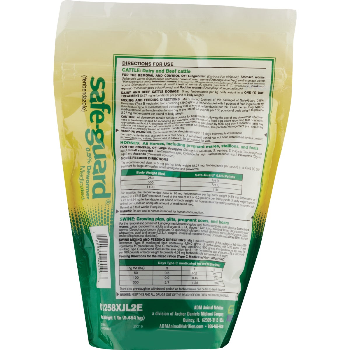 ADM Safe-Guard 1 Lb. Multi-Species Dewormer Image 2