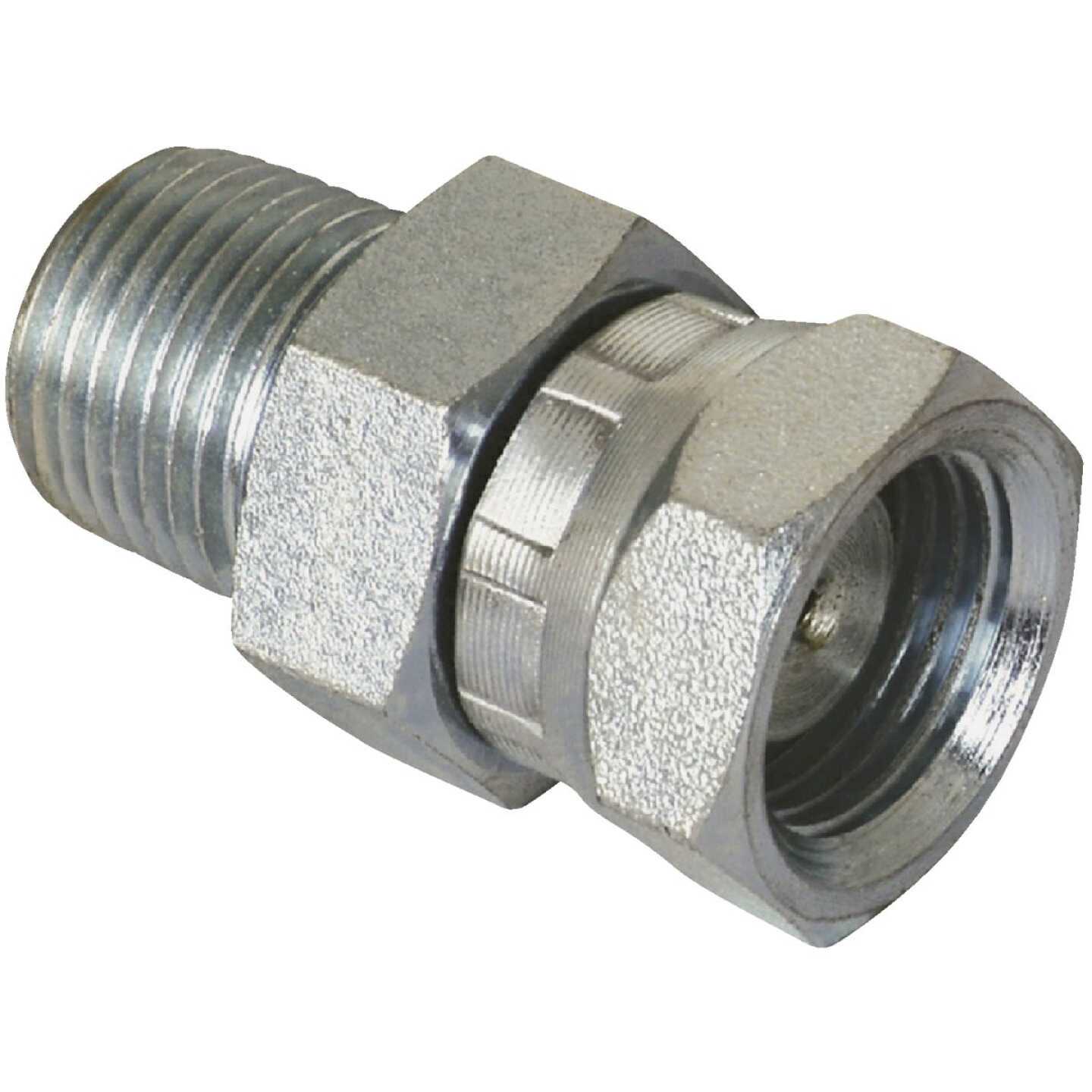 Apache 3/8 In. Male Pipe x 1/2 In. Female Pipe Swivel Hydraulic Hose Adapter Image 1