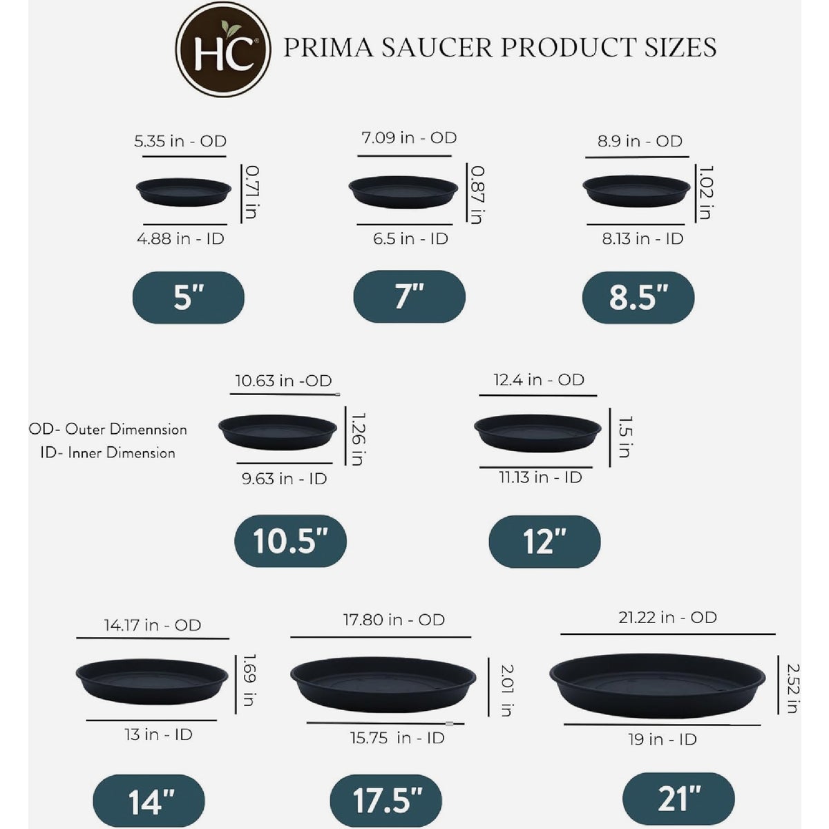 HC Companies 6 In. Black Classic Saucer Image 4