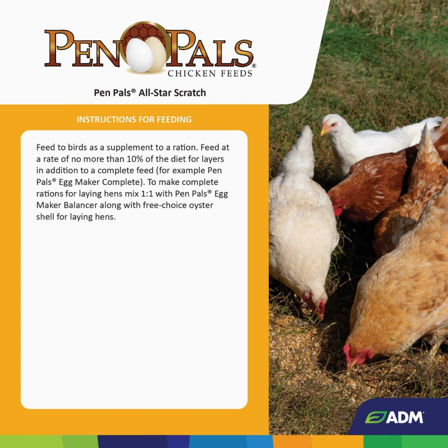 ADM Pen Pals 50 Lb. All-Star Scratch Poultry Grain Mix Image 3