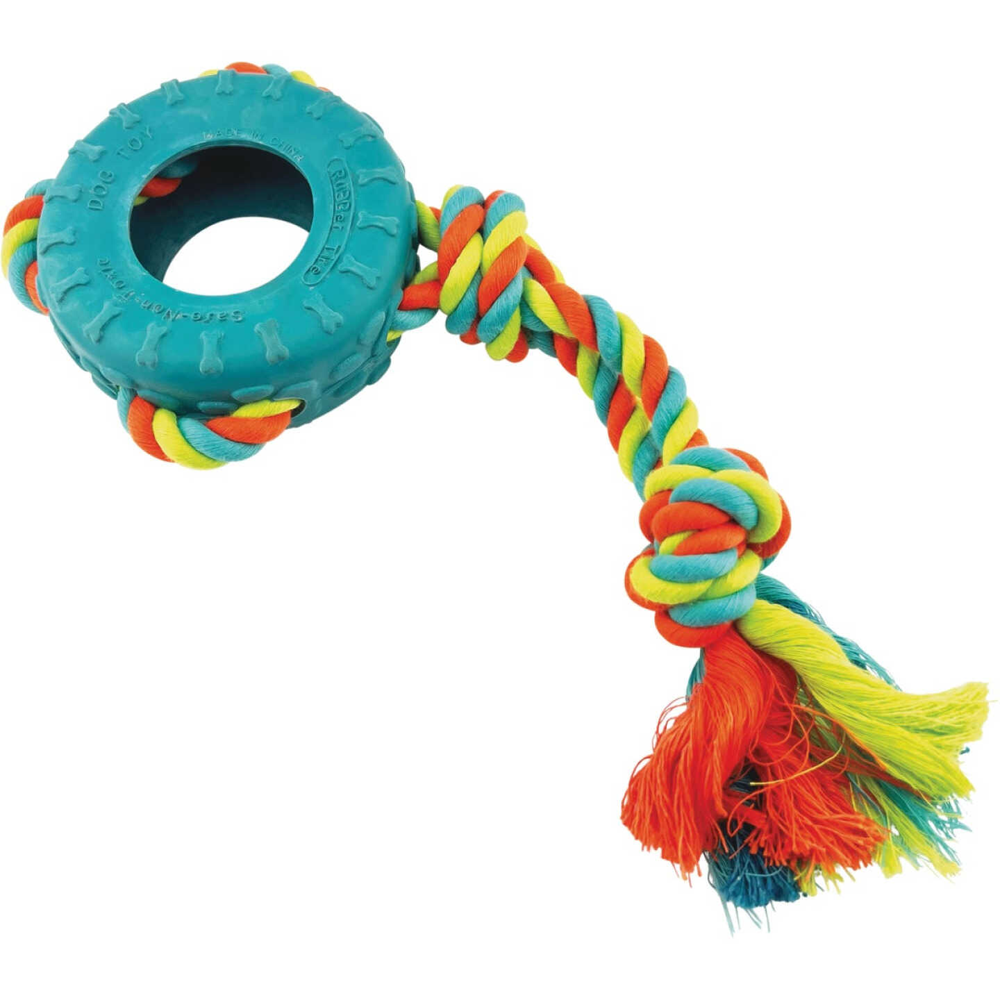 Boss Pet Chomper Tredz Rubber Tire & Rope Tug Image 1