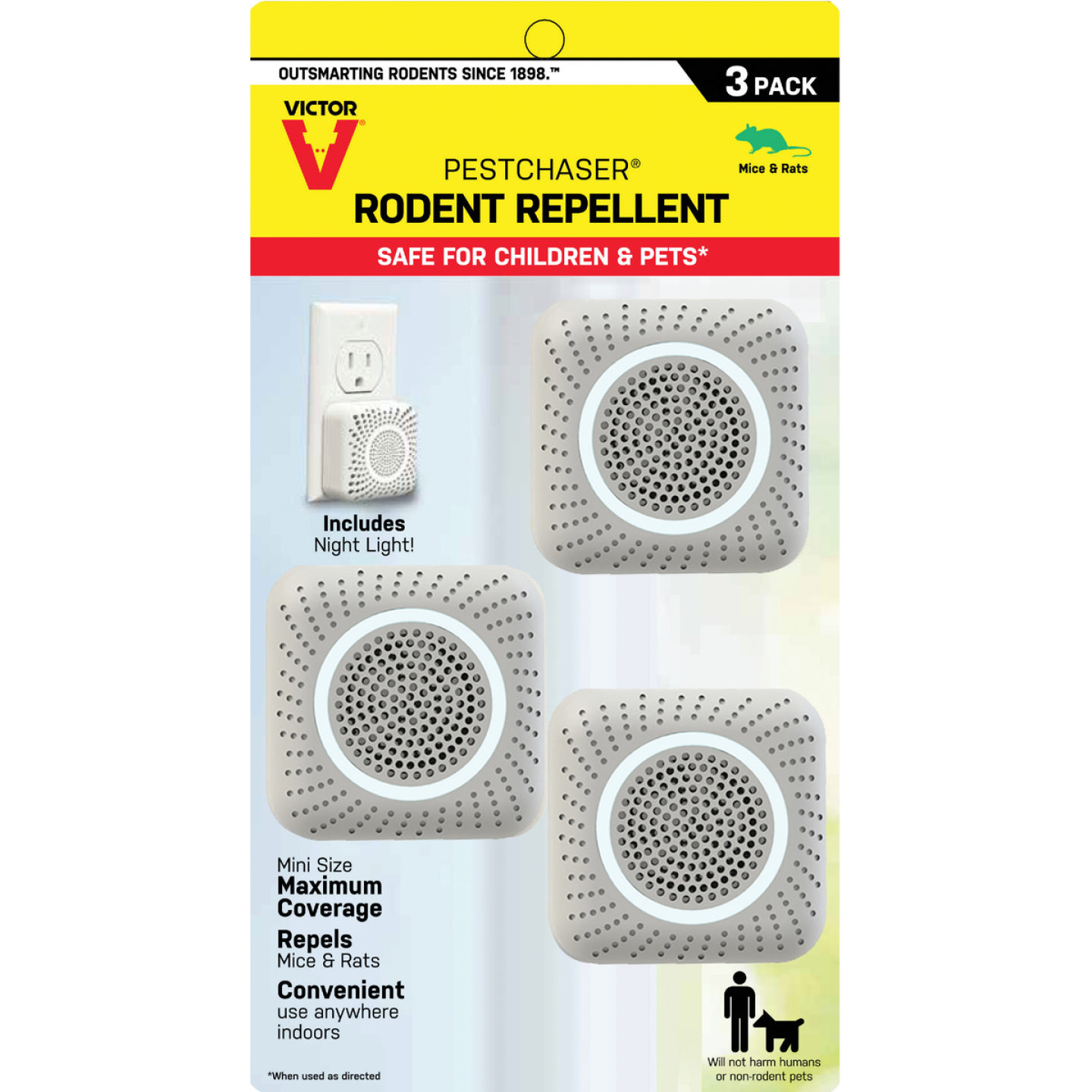 Victor Mini PestChaser Sonic 400 Sq. Ft. Coverage 110 VAC Electronic Pest Repellent (3-Pack) Image 1