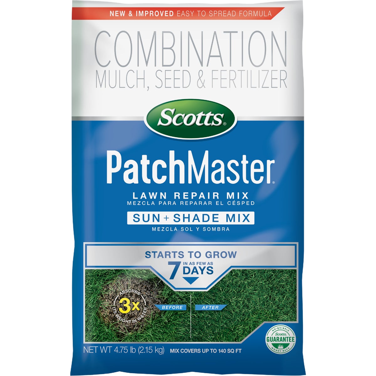 Scotts PatchMaster 4.75 Lb. 115 Sq. Ft. Lawn Repair Mix Sun and Shade Mix Mulch, Seed and Fertilizer Combination