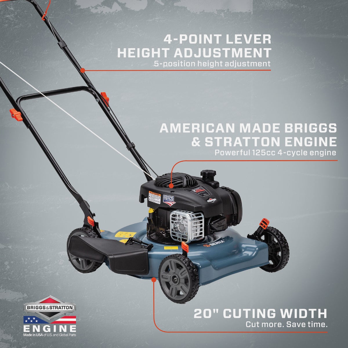 Senix 20 In. 125cc 4-Cycle Push Gas Lawn Mower Image 2