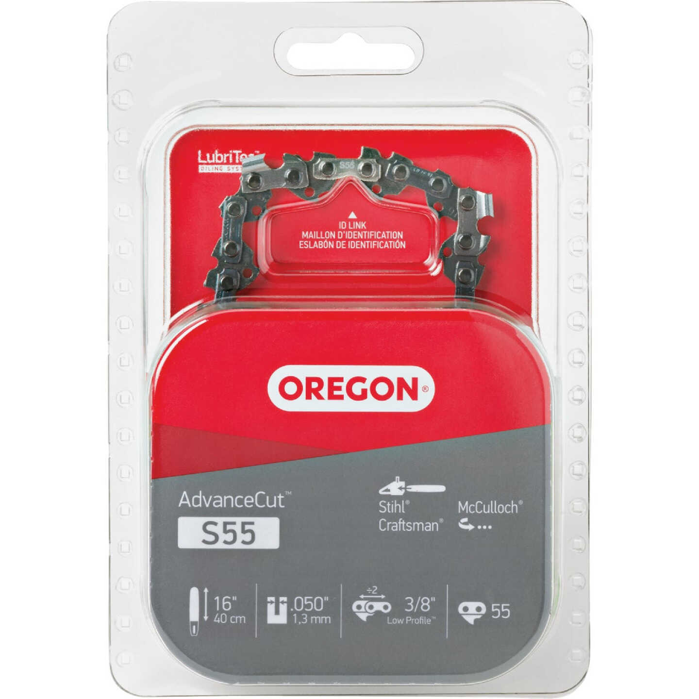 Oregon S55 AdvanceCut Chainsaw Chain for 16-Inch Bar -55 Drive Links fits McCulloch, Stihl, Wagner and more Image 1