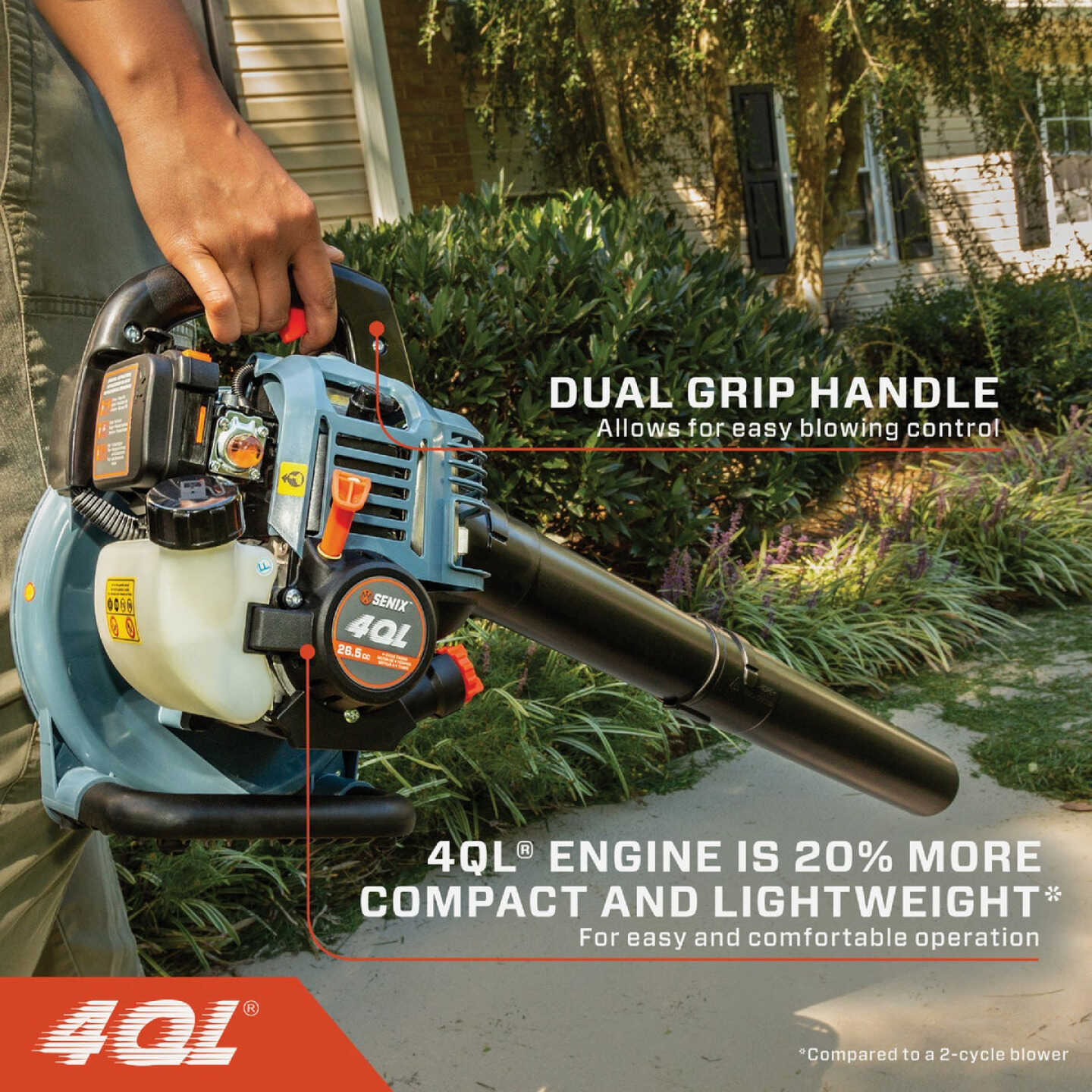 Senix 4QL 26.5cc 4-Cycle Handheld Gas Powered Leaf Blower Image 3