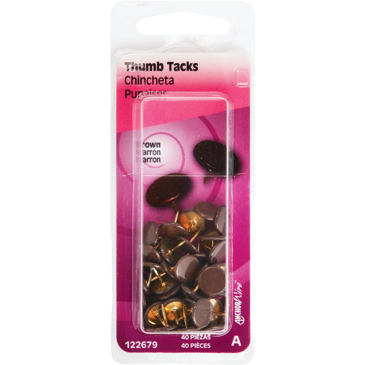 Hillman Anchor Wire Brown 23/64 In. x 15/64 In. Thumb Tack (40 Ct.) Image 2