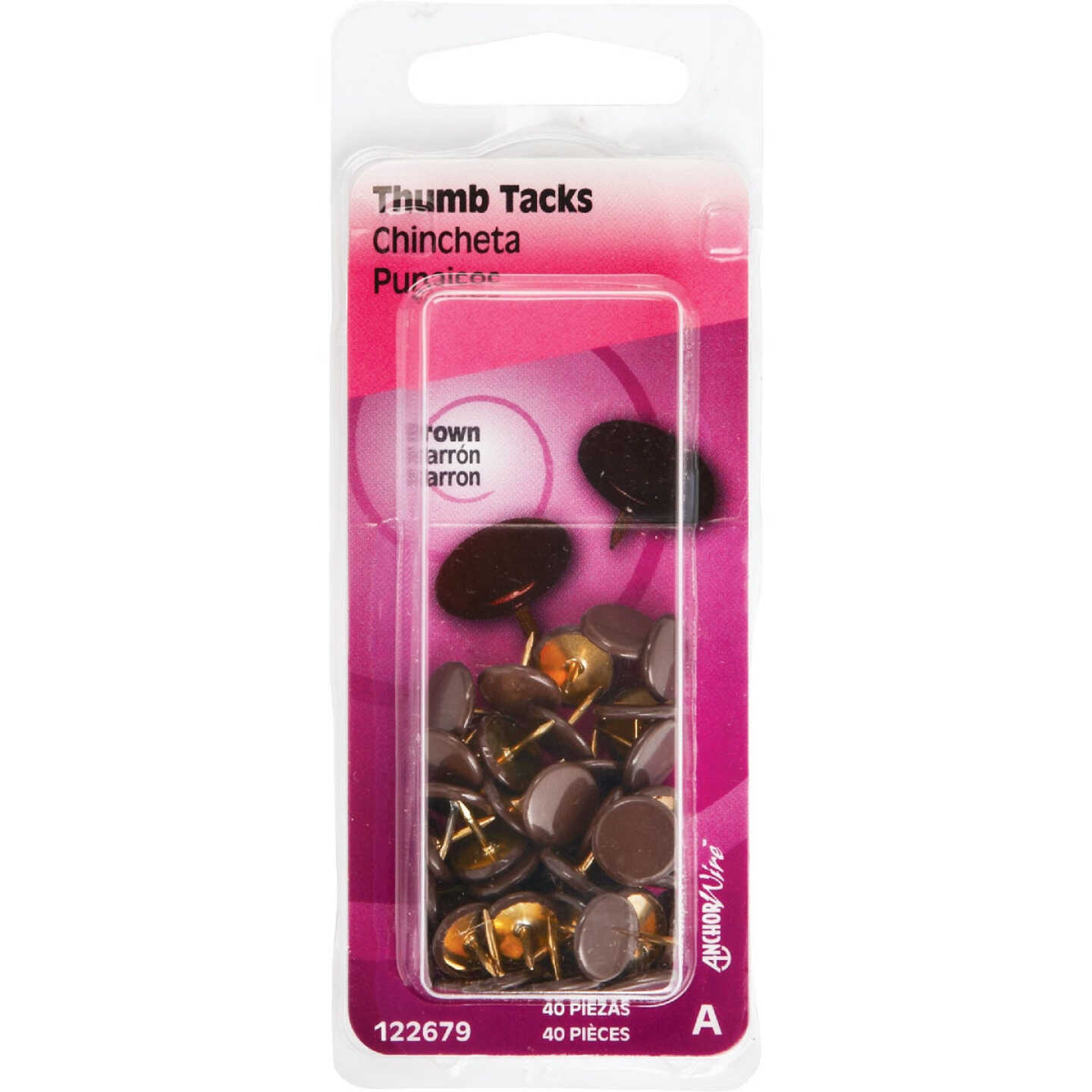Hillman Anchor Wire Brown 23/64 In. x 15/64 In. Thumb Tack (40 Ct.) Image 2