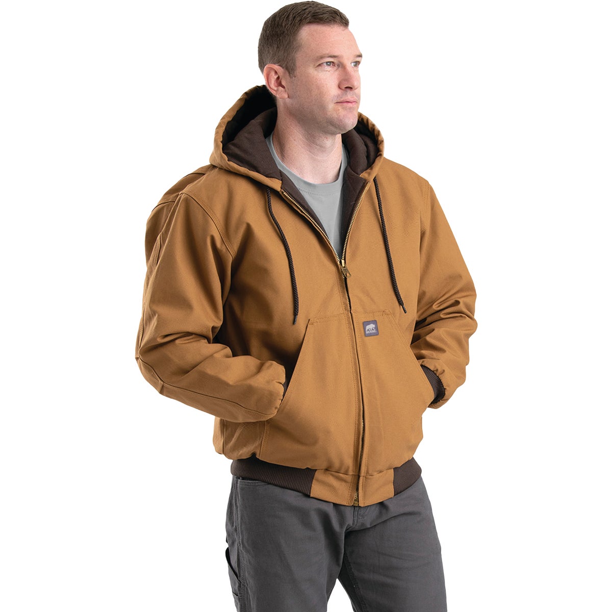 Berne Heritage Men's 2XL Brown Duck Hooded Active Work Jacket