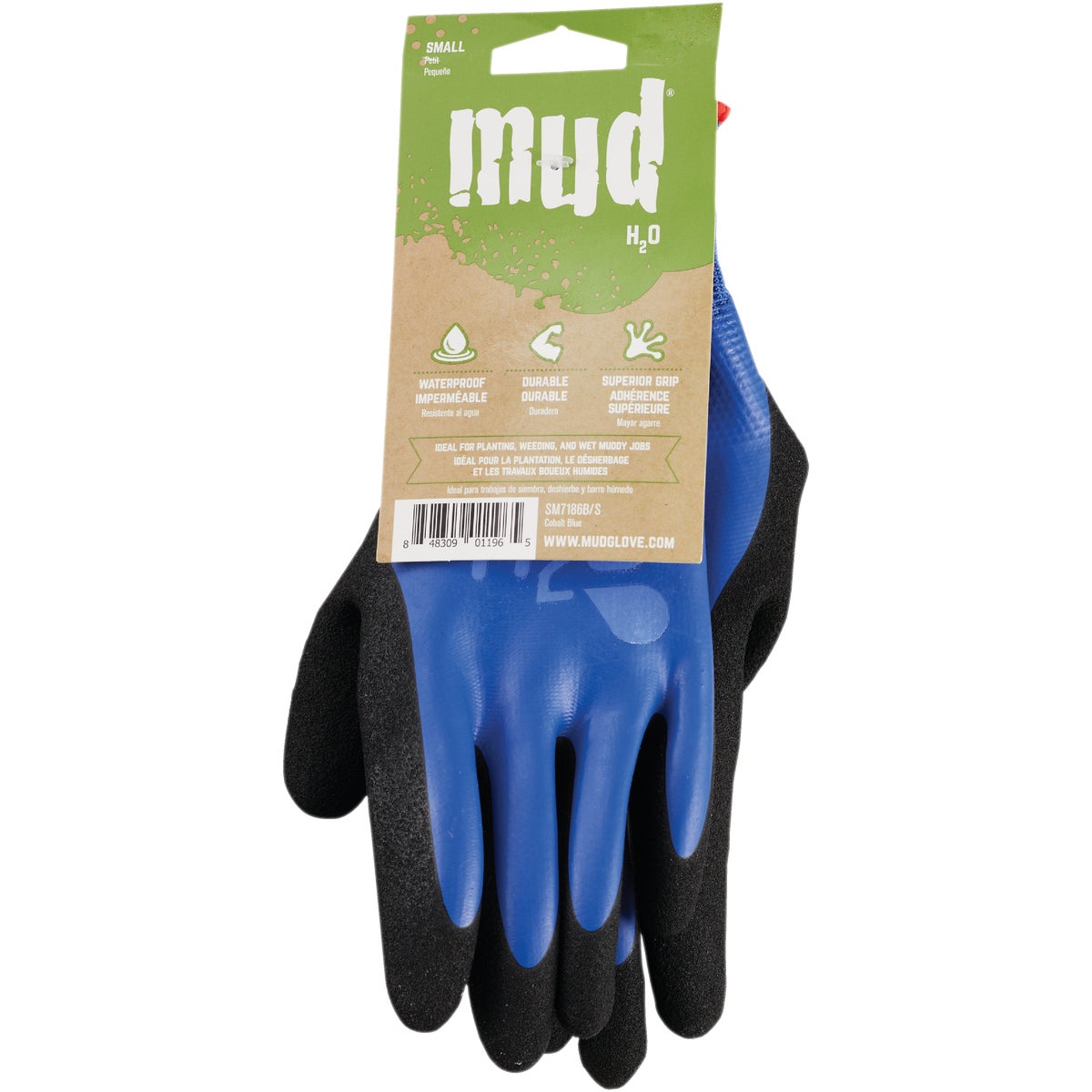 Mud H2O Women's Small Latex Coated Polyester Cobalt Blue Garden Glove Image 2