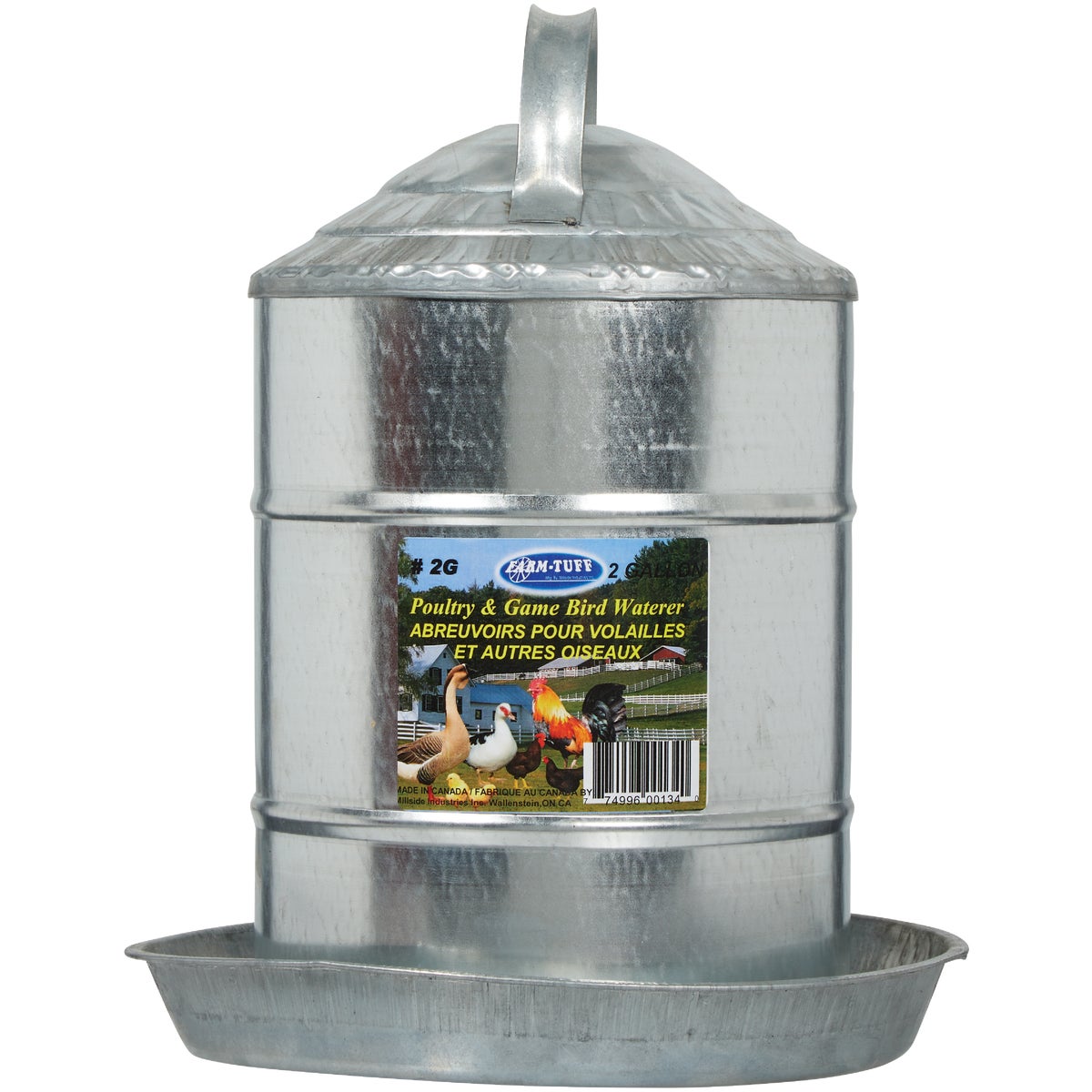 Farm-Tuff 2 Gal. Galvanized Poultry Fountain Image 2