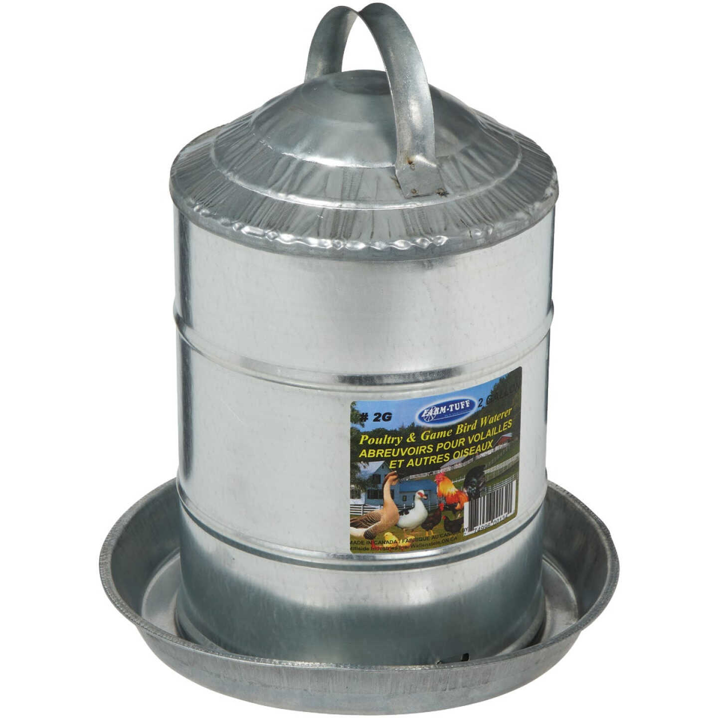 Farm-Tuff 2 Gal. Galvanized Poultry Fountain Image 1