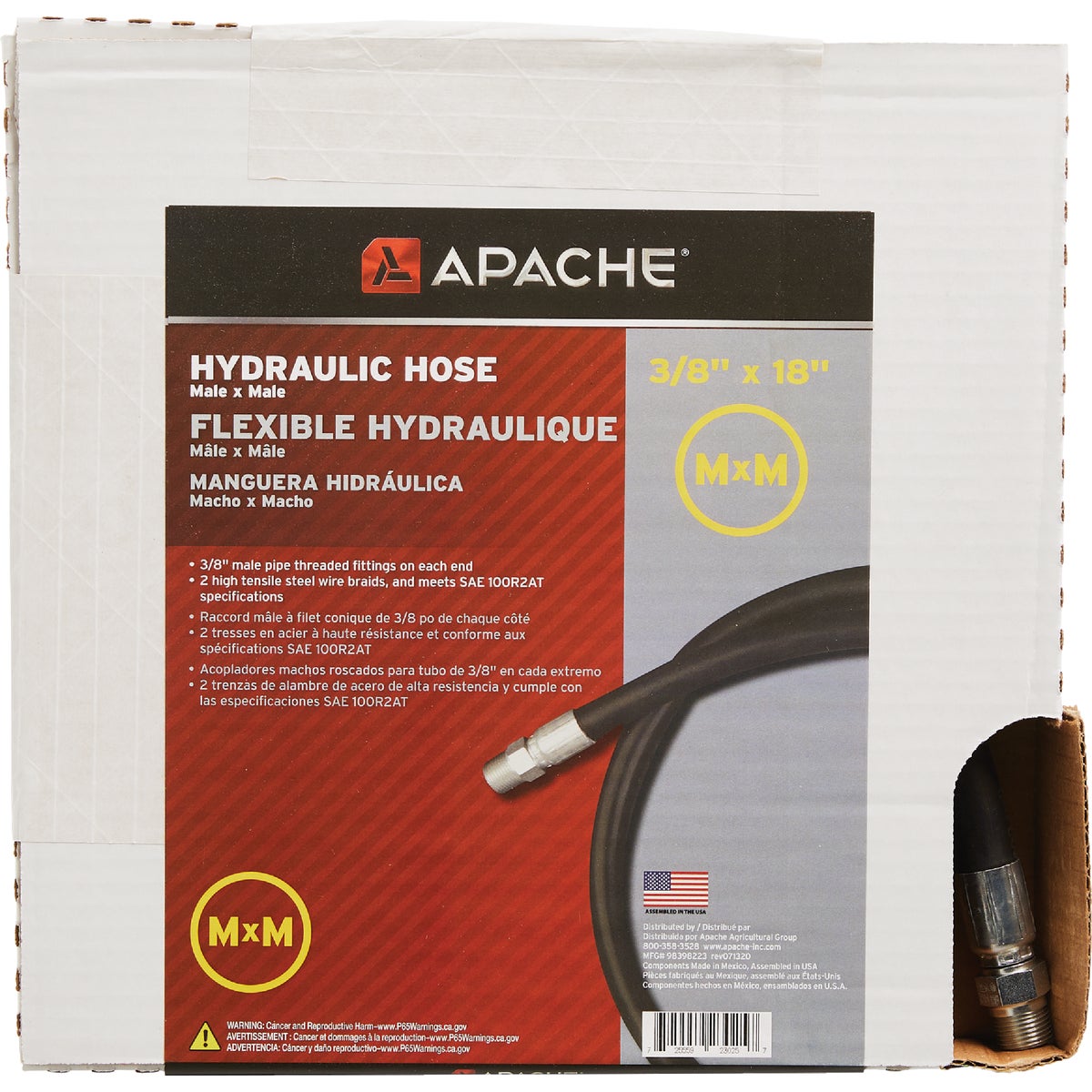 Apache 3/8 In. x 18 In. Male to Male Hydraulic Hose Image 2