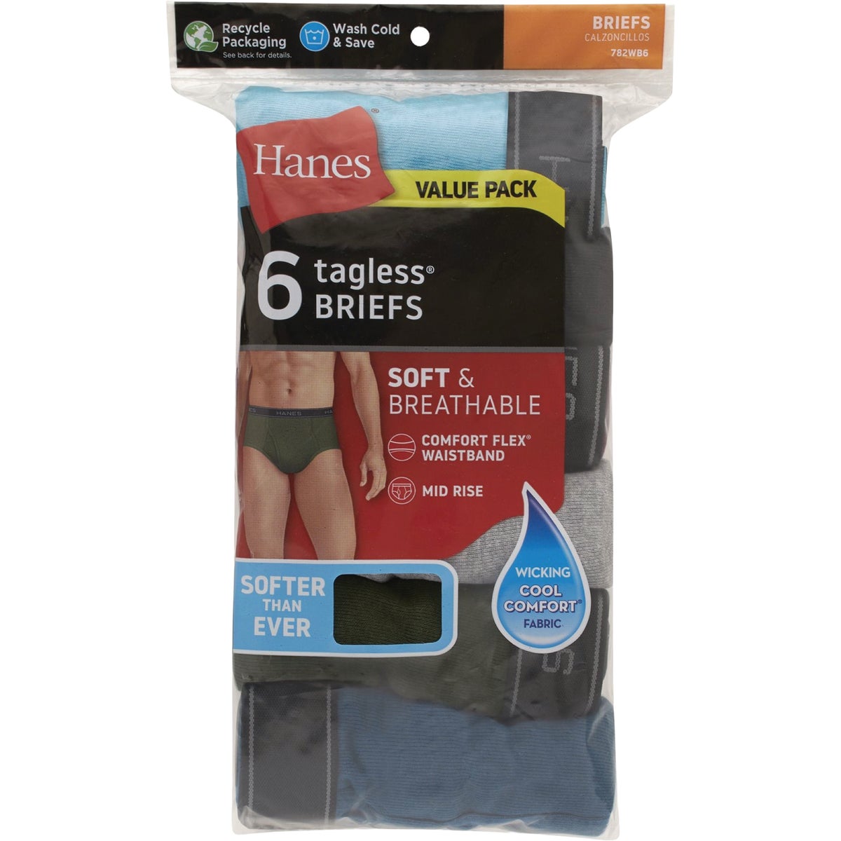 Hanes Men's S Dyed Cotton Briefs (6-Pack)