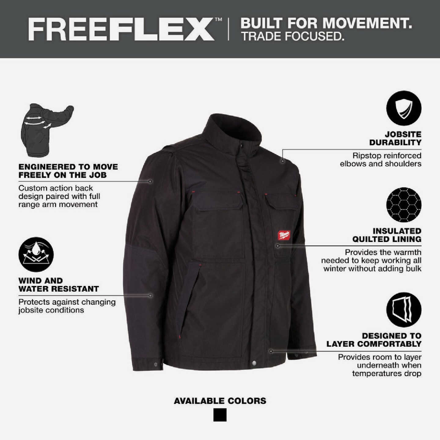 Milwaukee FREEFLEX Men's Medium Black Insulated Jacket Image 2